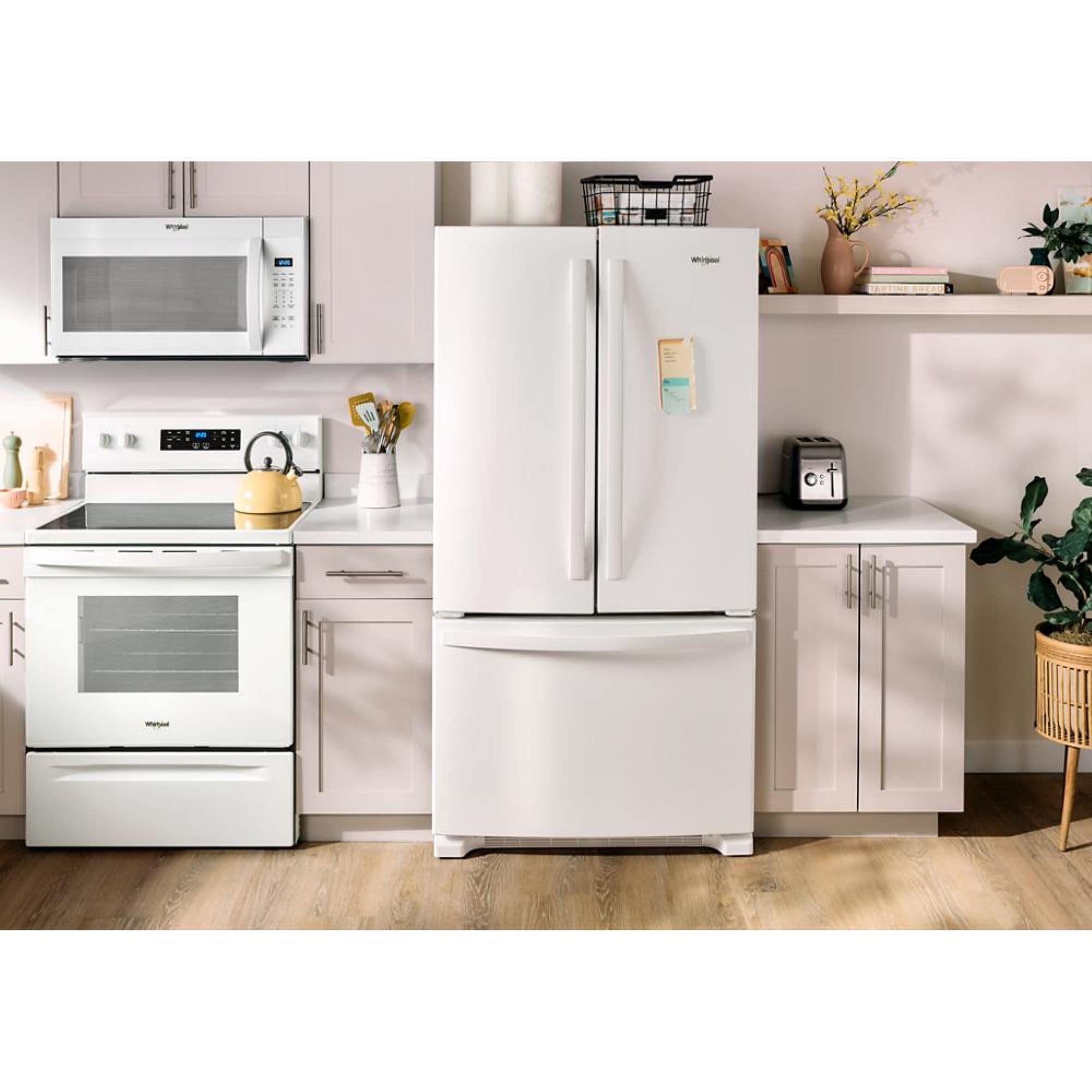 Refrigerador francés de puertas triples de 20 pies cúbicos de profundidad con fabricador de hielo (blanco) certificado ENERGY STAR - Whirlpool WRFC2036RW