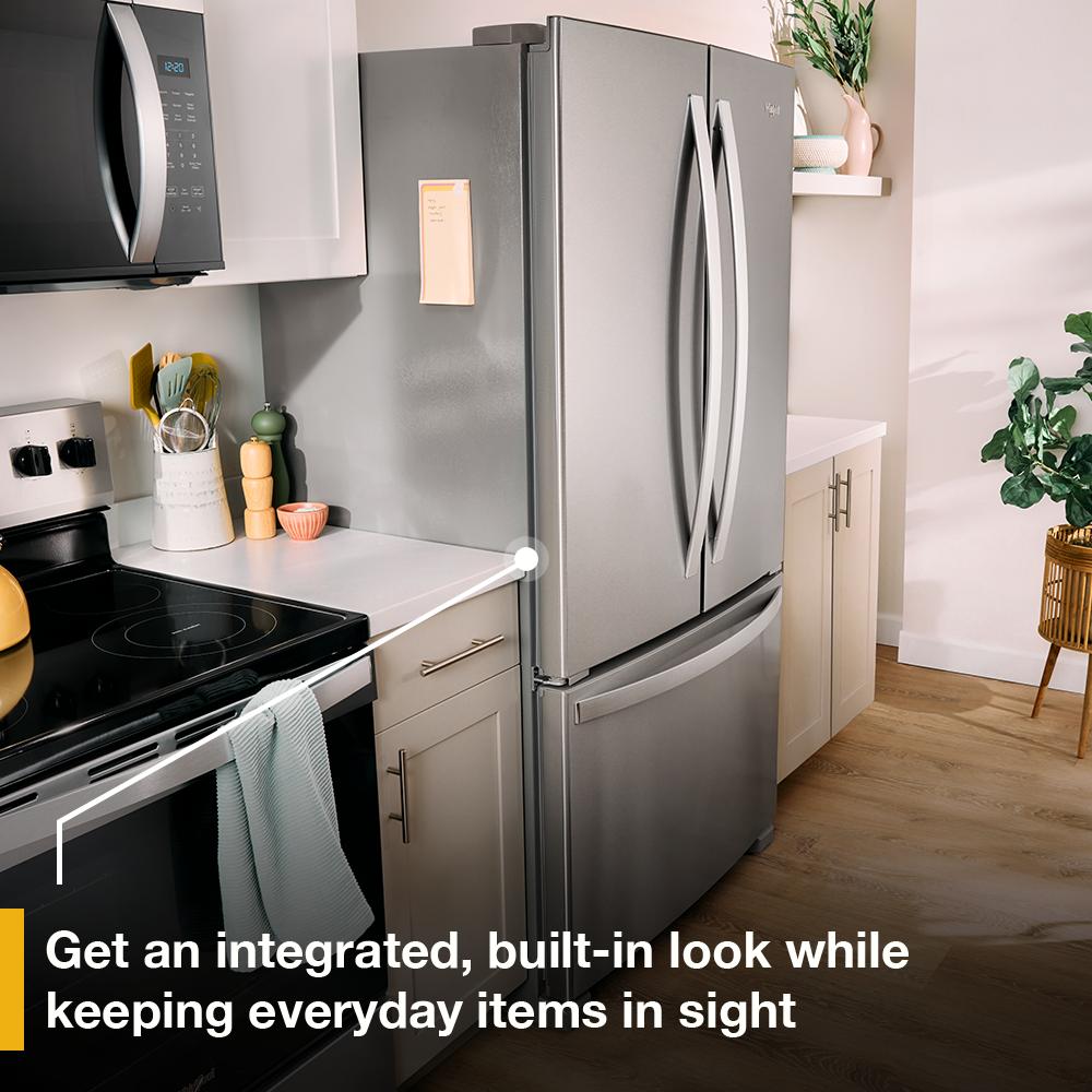 Refrigerador francés de puertas triples de 20 pies cúbicos de profundidad con fabricador de hielo (blanco) certificado ENERGY STAR - Whirlpool WRFC2036RW
