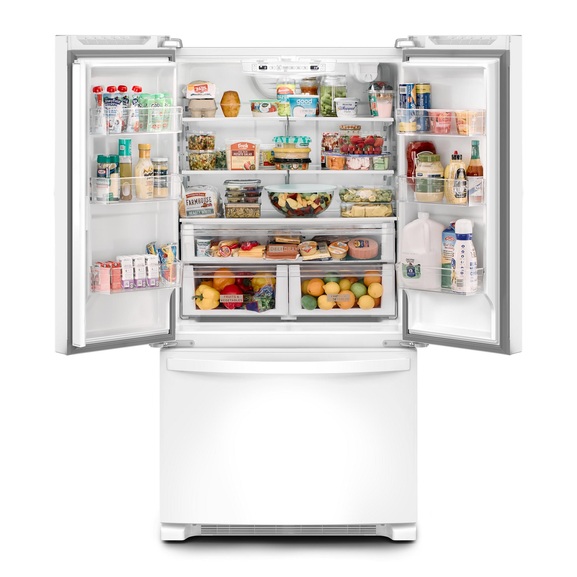 Refrigerador francés de puertas triples de 20 pies cúbicos de profundidad con fabricador de hielo (blanco) certificado ENERGY STAR - Whirlpool WRFC2036RW