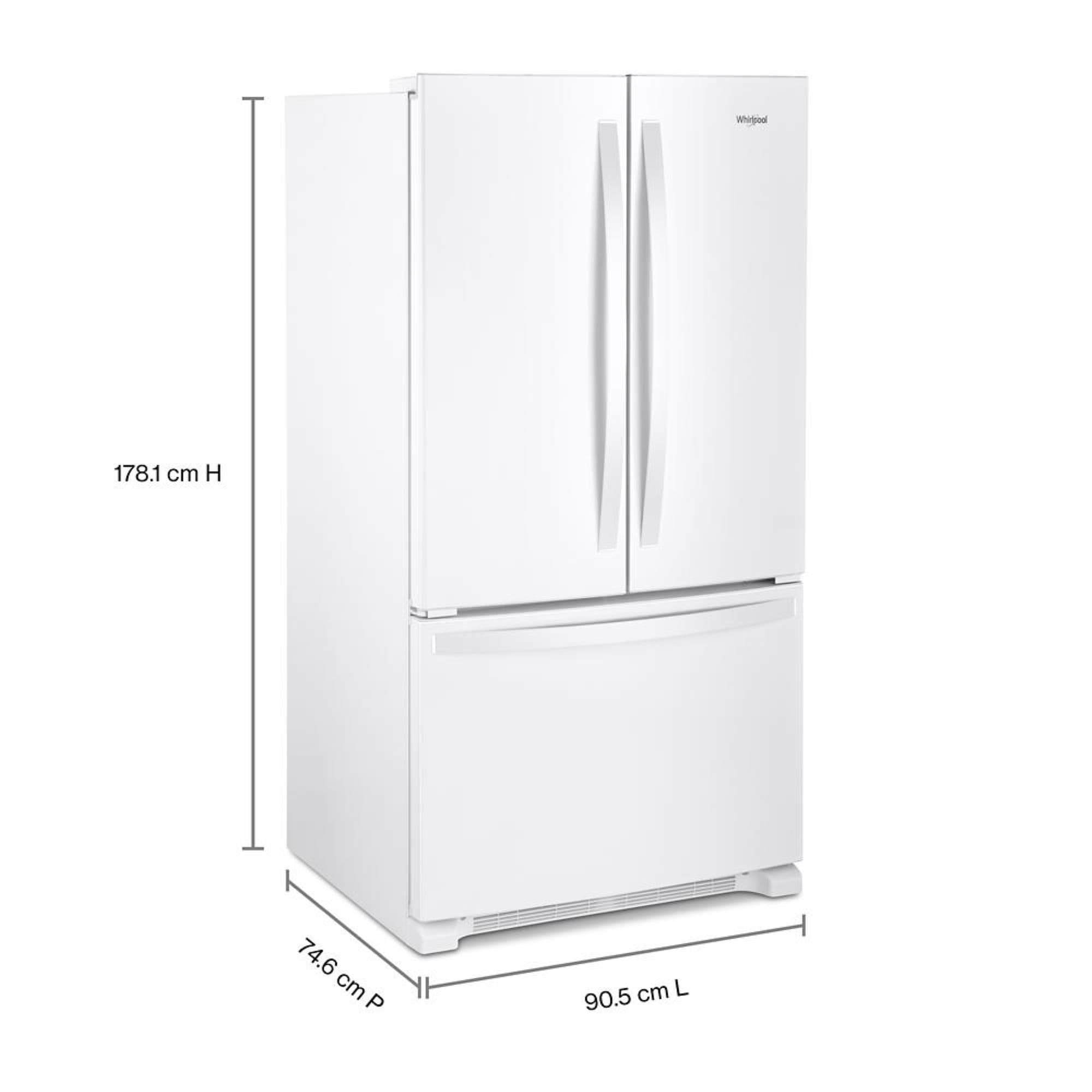 Refrigerador francés de puertas triples de 20 pies cúbicos de profundidad con fabricador de hielo (blanco) certificado ENERGY STAR - Whirlpool WRFC2036RW