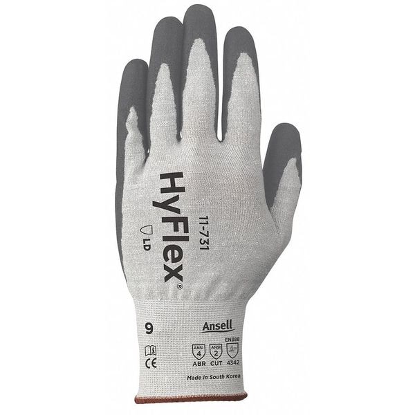 Guantes recubiertos resistentes a cortes Ansell, Nivel 2 de corte, 18 ga, Gris, M (8) - 11-731