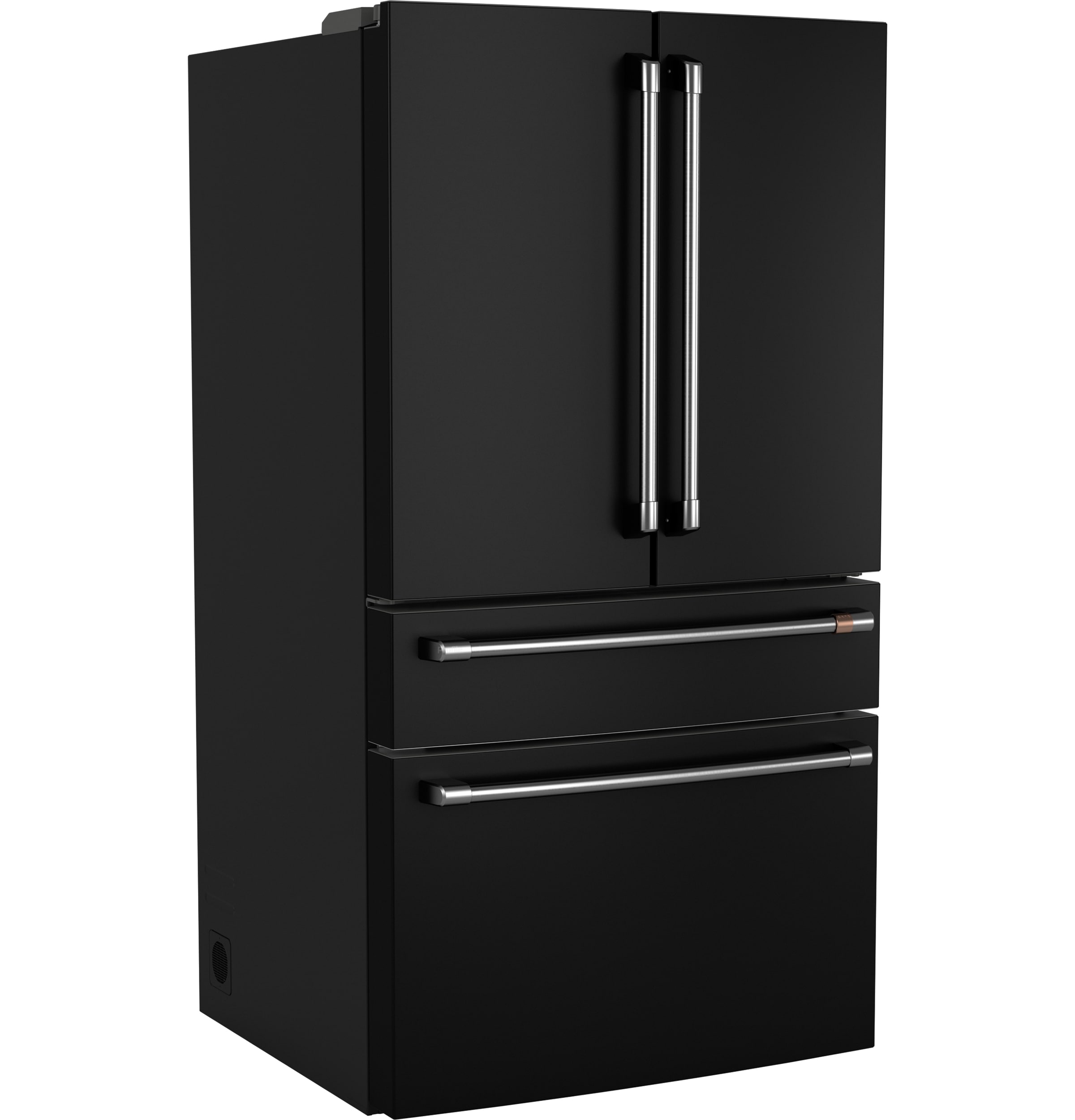 Refrigerador francés de 23.2 pies cúbicos con profundidad de mostrador y 4 puertas inteligente compatible con hielera y dispensador de agua (negro mate) Certificado ENERGY STAR