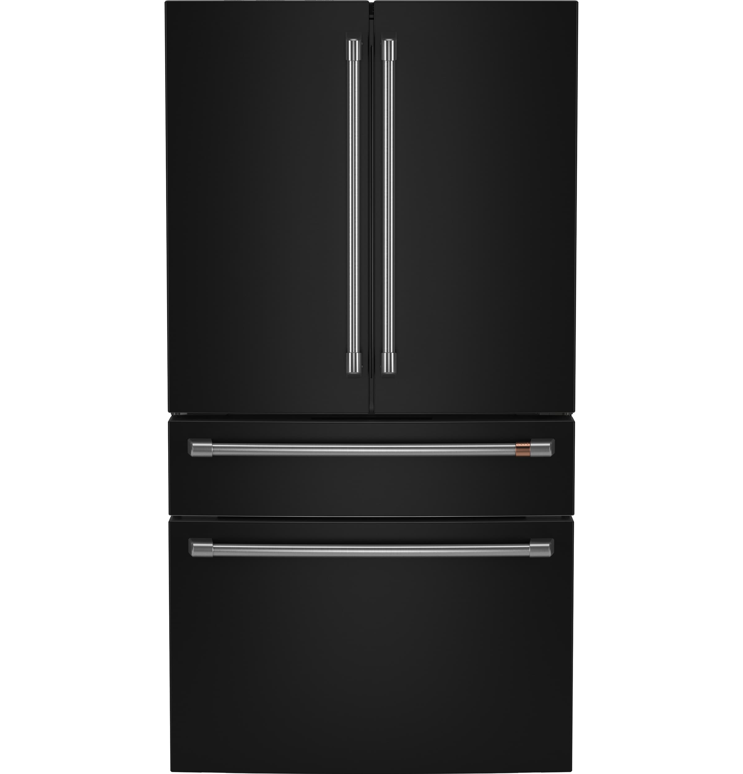 Refrigerador francés de 23.2 pies cúbicos con profundidad de mostrador y 4 puertas inteligente compatible con hielera y dispensador de agua (negro mate) Certificado ENERGY STAR