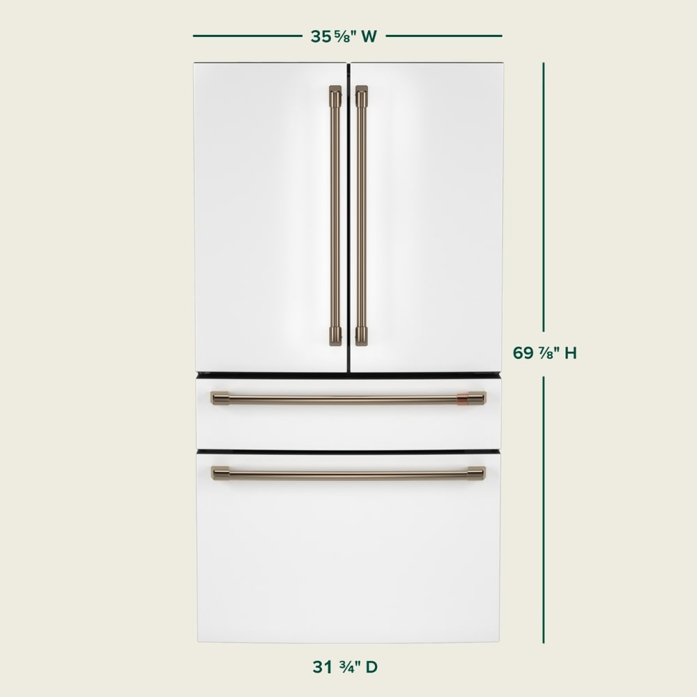 Refrigerador de Puertas Francesas Inteligente Compatible con Café Counter-Depth de 23.2 pies cúbicos con dispensador de hielo y agua (Blanco mate) Certificado ENERGY STAR CJE23DP4WW2