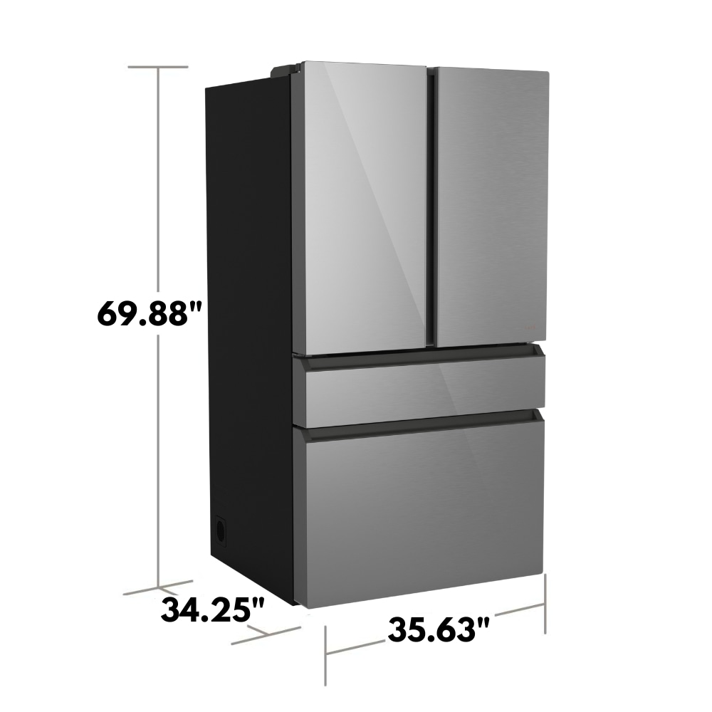 Refrigerador Francés de Puerta Cuádruple con Dispensador de Agua y Fabricador de Hielo, Compatible con Tecnología Inteligente, Profundidad Estándar de 28.7 pies cúbicos ( Vidrio Premium ) Certificado ENERGY STAR CGE29DM5TS5