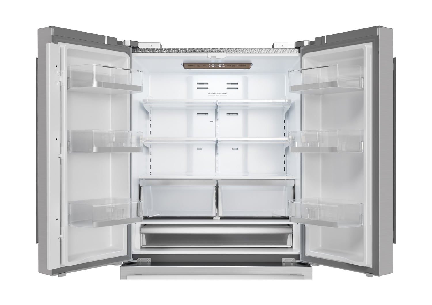 Refrigerador Francés de 4 puertas con Ice Maker y cubierta de acero inoxidable de profundidad de mostrador de 22.5 pies cúbicos con certificación ENERGY STAR