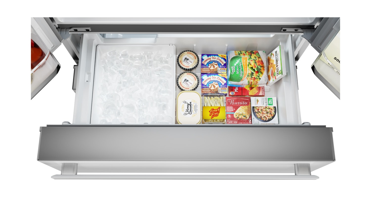 Refrigerador Francés de 4 puertas con Ice Maker y cubierta de acero inoxidable de profundidad de mostrador de 22.5 pies cúbicos con certificación ENERGY STAR
