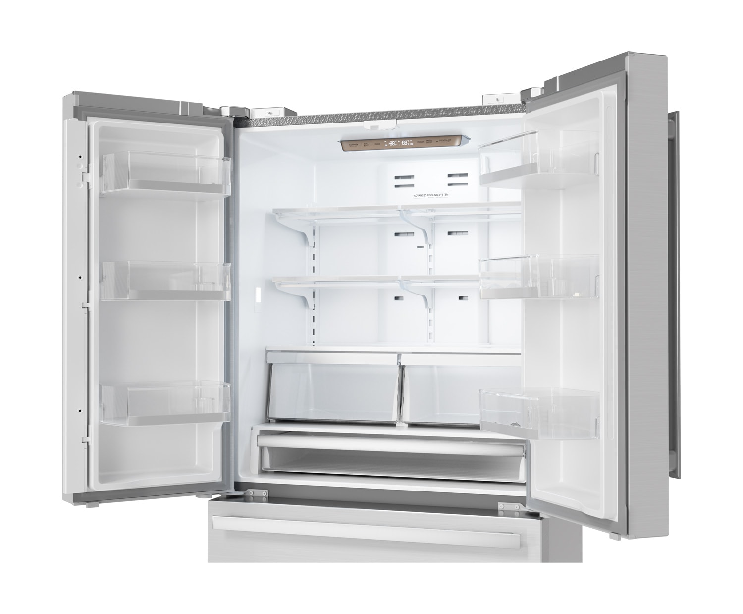 Refrigerador Francés de 4 puertas con Ice Maker y cubierta de acero inoxidable de profundidad de mostrador de 22.5 pies cúbicos con certificación ENERGY STAR