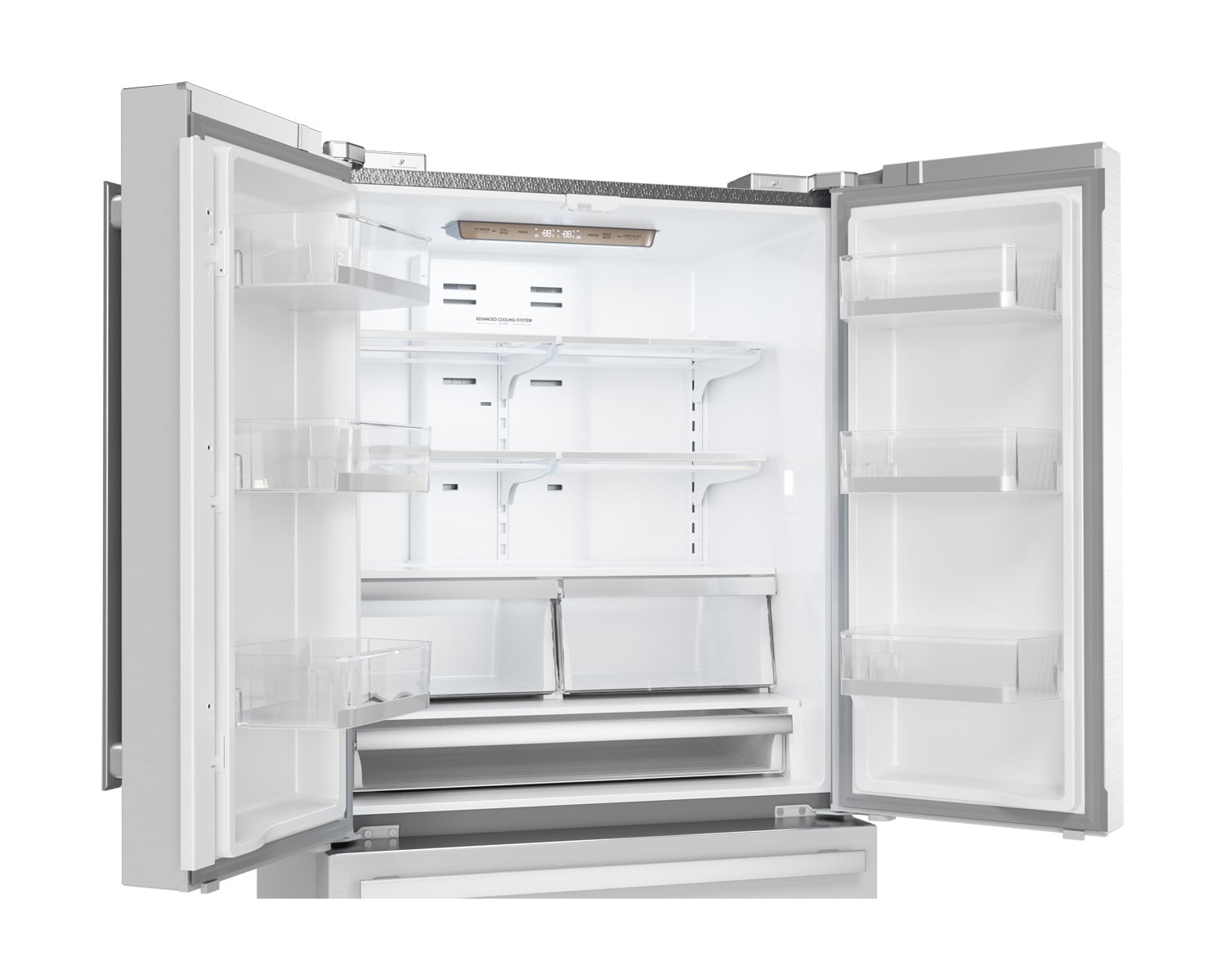 Refrigerador Francés de 4 puertas con Ice Maker y cubierta de acero inoxidable de profundidad de mostrador de 22.5 pies cúbicos con certificación ENERGY STAR