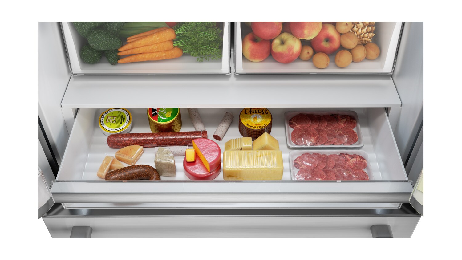 Refrigerador Francés de 4 puertas con Ice Maker y cubierta de acero inoxidable de profundidad de mostrador de 22.5 pies cúbicos con certificación ENERGY STAR