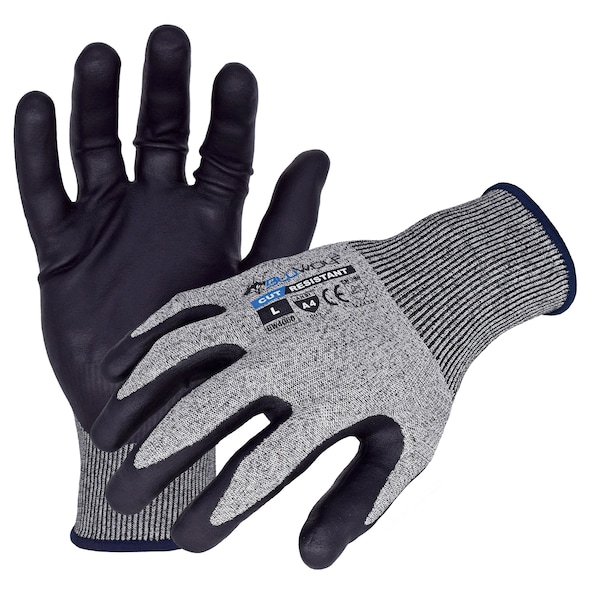 Guantes de trabajo resistentes a cortes Azusa Safety, Nivel de corte A4, Gris/Negro, L-9 - BW4060