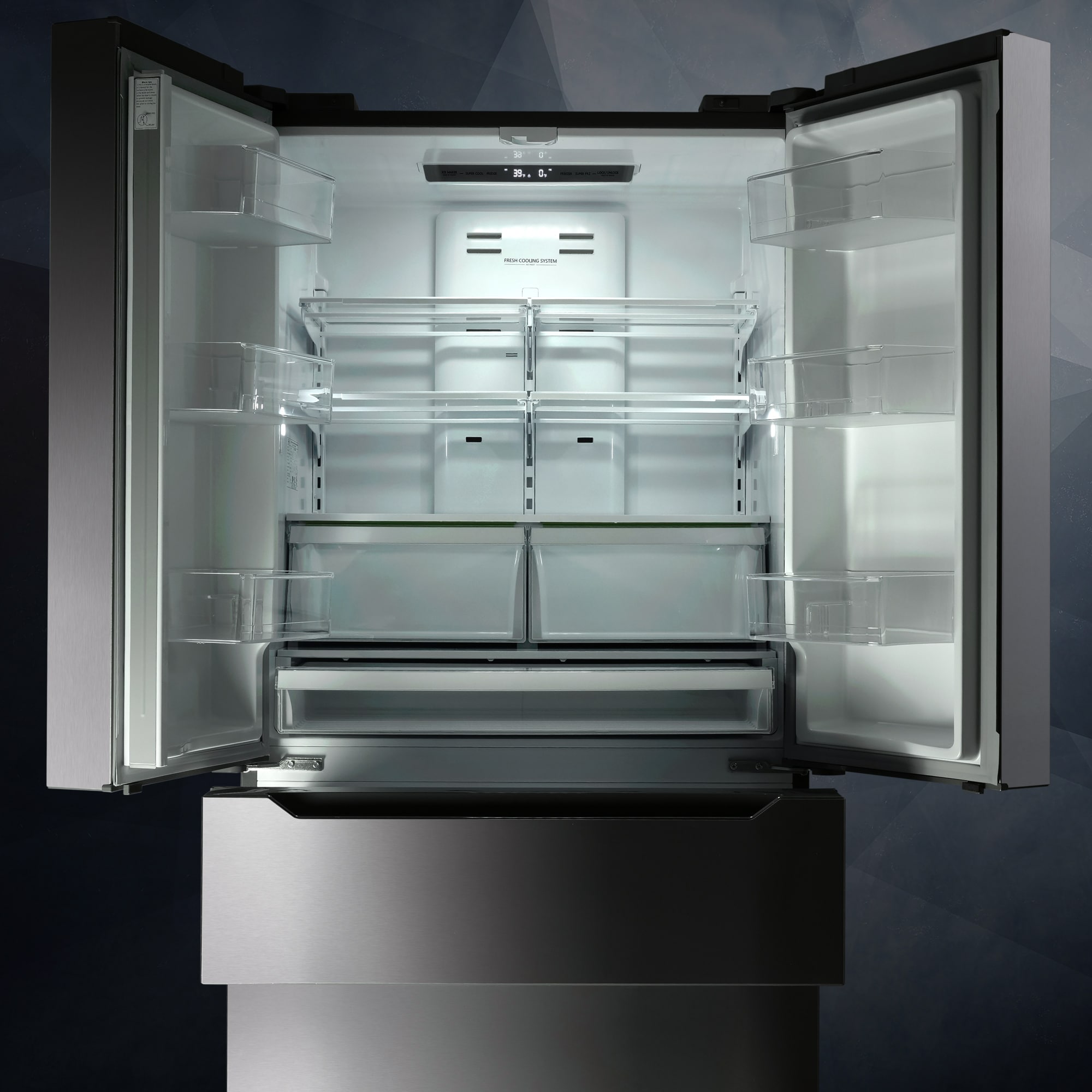 Refrigerador Francés de 4 Puertas con Dispensador de Hielo y Hielera de Acero Inoxidable COS-FDR225RHSS de 22.5 pies cúbicos de Profundidad de Mostrador (Certificado ENERGY STAR)