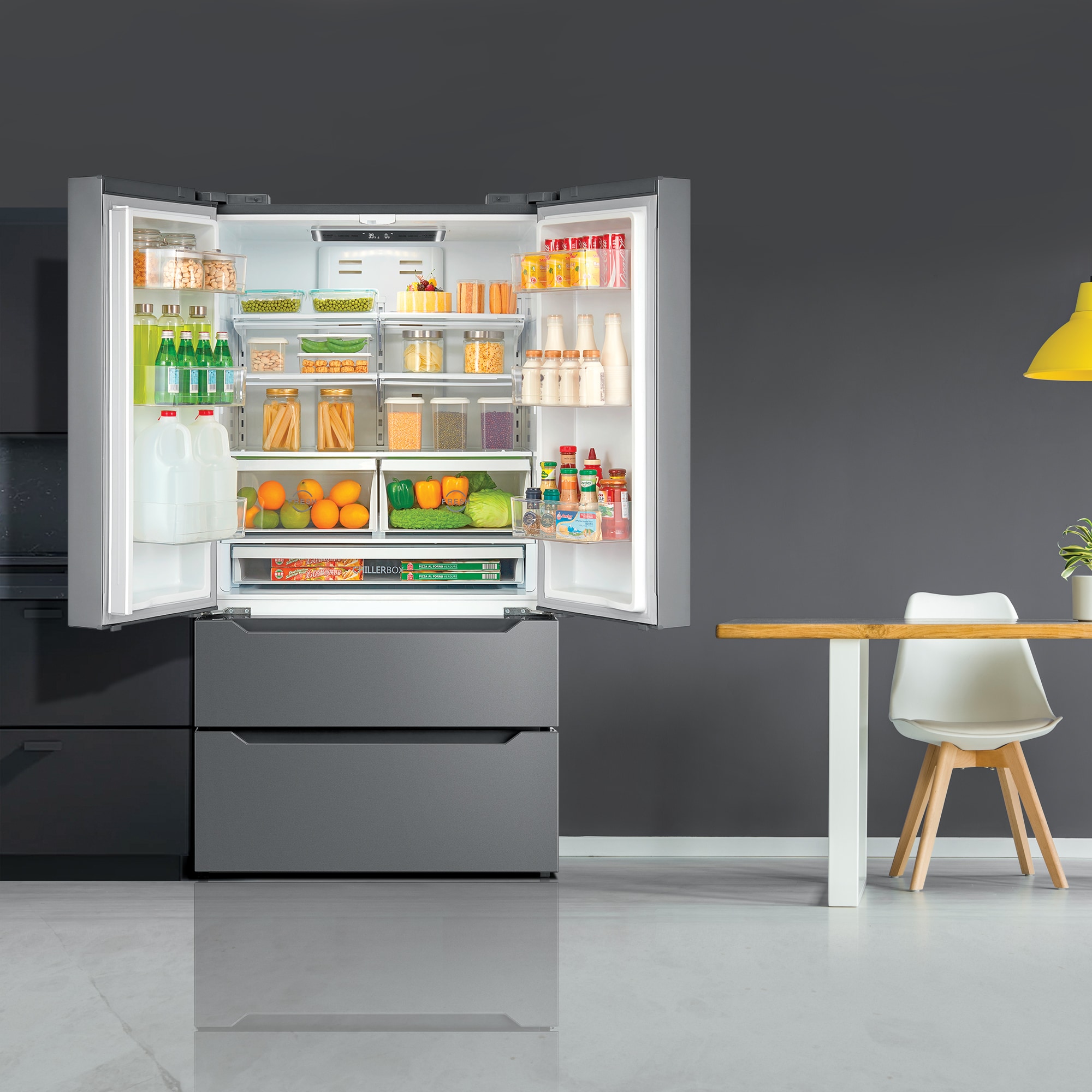 Refrigerador Francés de 4 Puertas con Dispensador de Hielo y Hielera de Acero Inoxidable COS-FDR225RHSS de 22.5 pies cúbicos de Profundidad de Mostrador (Certificado ENERGY STAR)