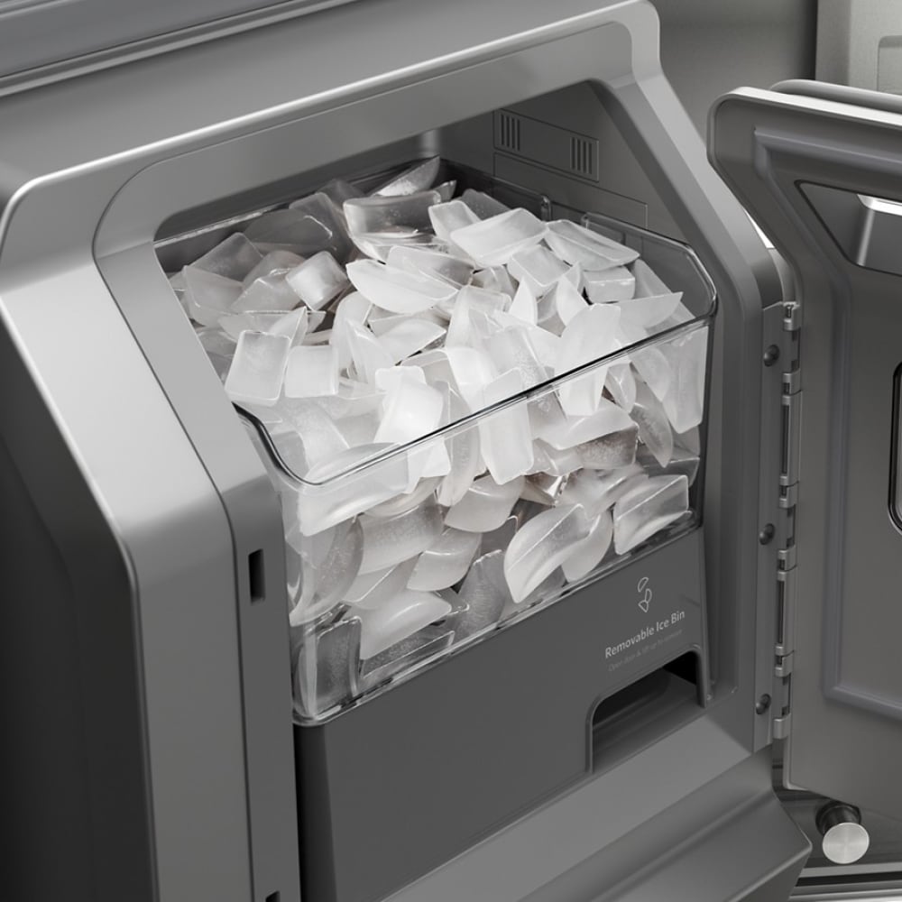 Refrigerador francés de 4 puertas de profundidad estándar de 26.2 pies cúbicos de KitchenAid con fabricador de hielo y dispensador de agua e hielo (acero inoxidable PrintShield) KRMF536RPS.