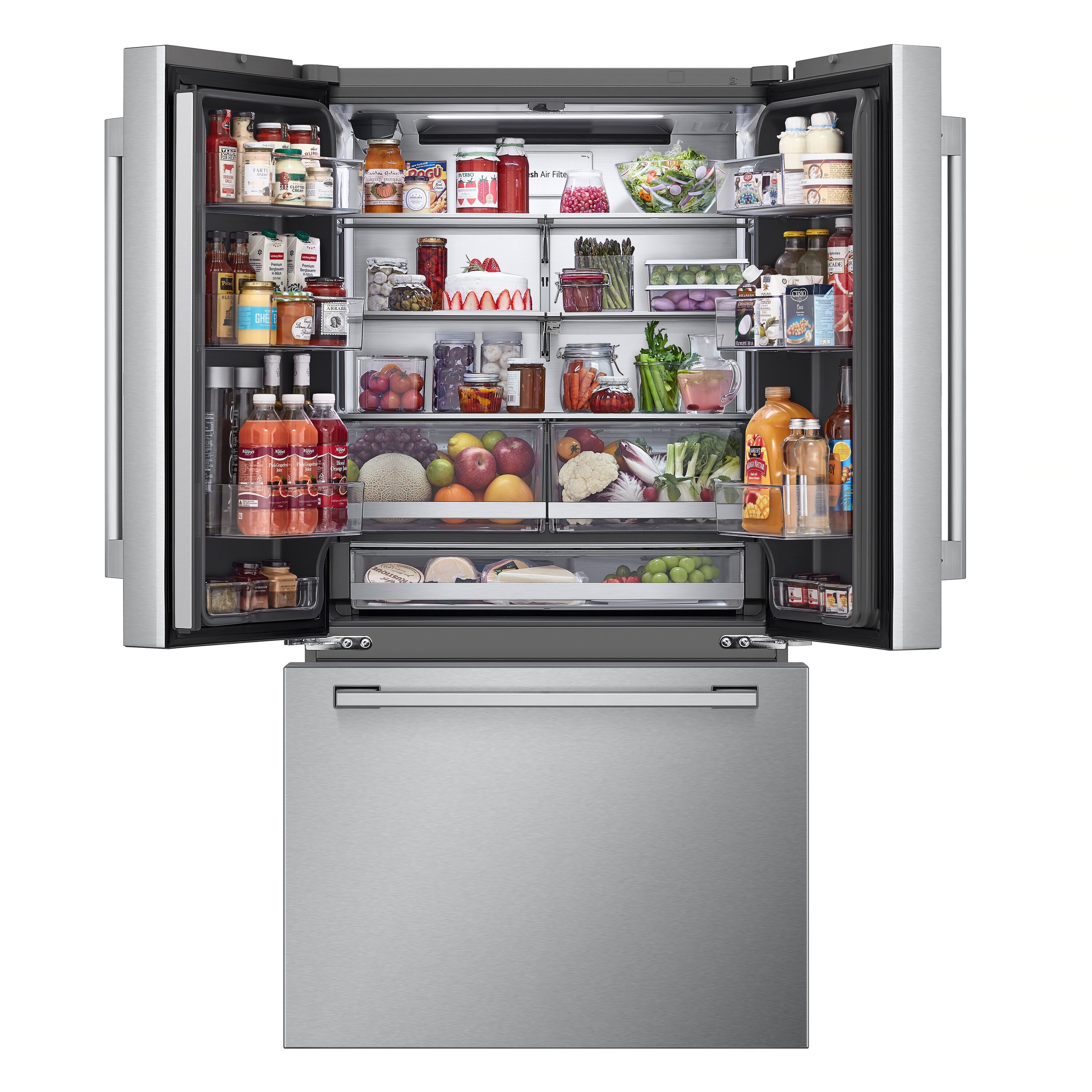 Refrigerador de Puertas Francesas LG STUDIO Counter-Depth de 26.5 pies cúbicos con Fabricador de Hielo y Dispensador de Agua (Acero Inoxidable PrintProof) Compatible con Smart ENERGY STAR Certificado SRFB27S3