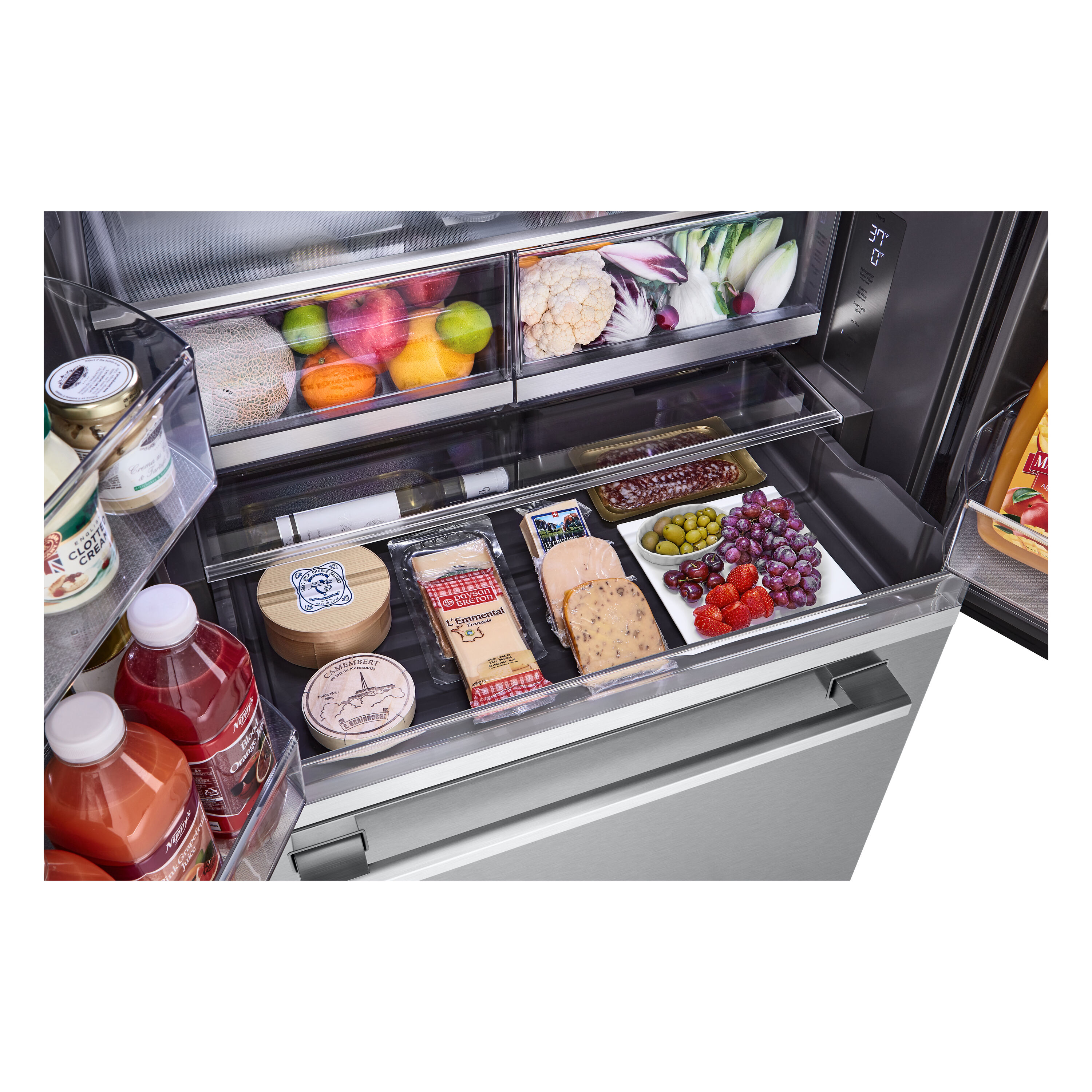 Refrigerador de Puertas Francesas LG STUDIO Counter-Depth de 26.5 pies cúbicos con Fabricador de Hielo y Dispensador de Agua (Acero Inoxidable PrintProof) Compatible con Smart ENERGY STAR Certificado SRFB27S3