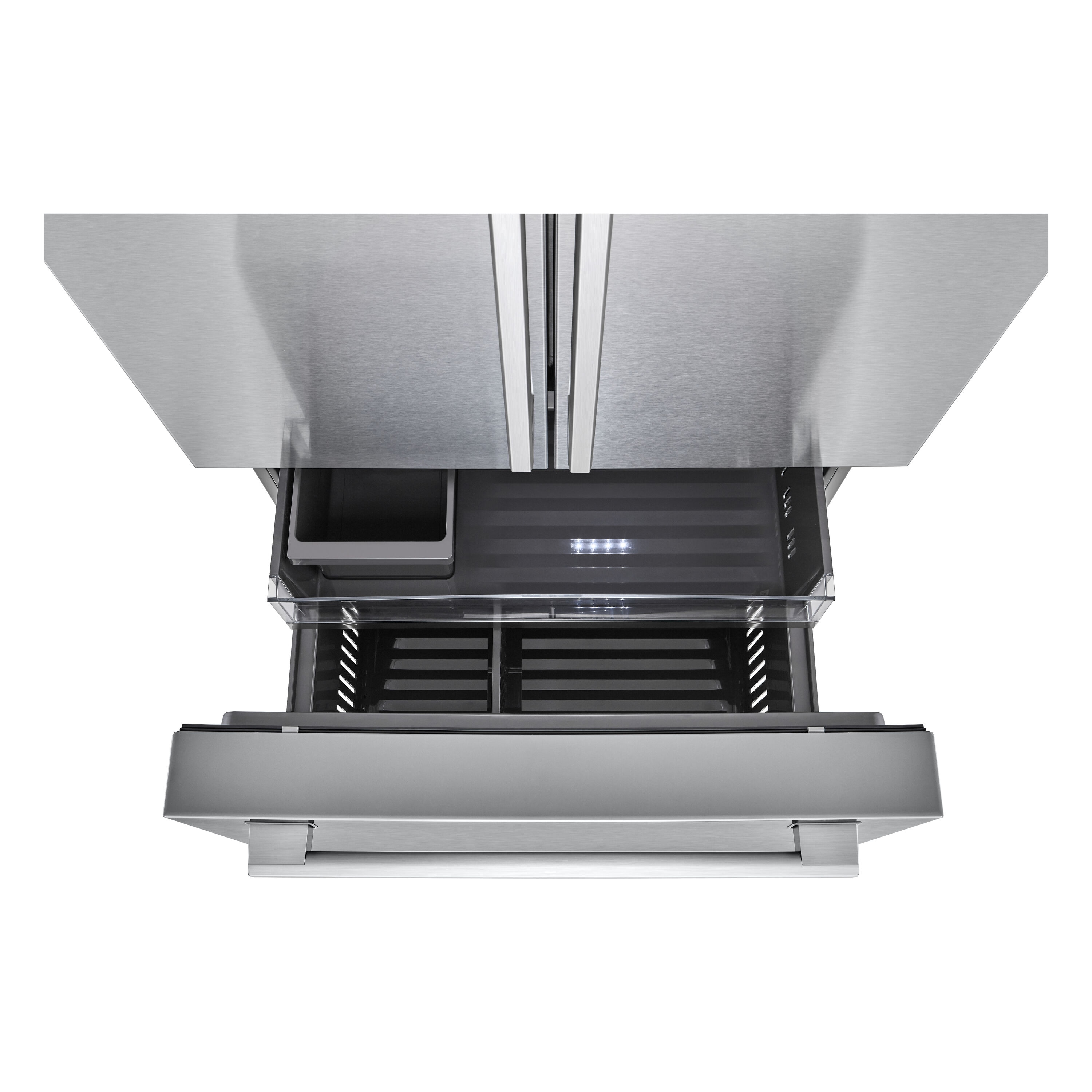 Refrigerador de Puertas Francesas LG STUDIO Counter-Depth de 26.5 pies cúbicos con Fabricador de Hielo y Dispensador de Agua (Acero Inoxidable PrintProof) Compatible con Smart ENERGY STAR Certificado SRFB27S3