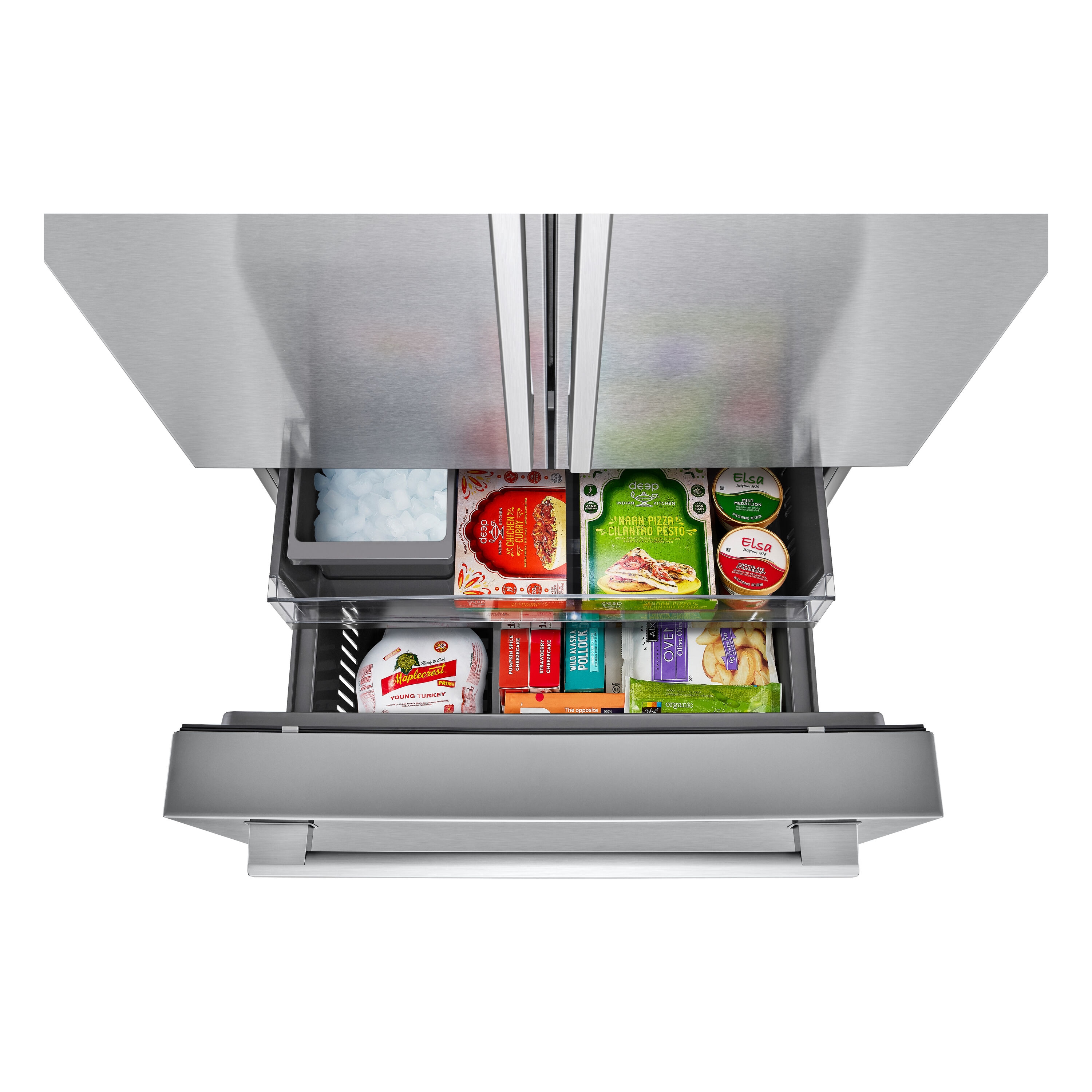 Refrigerador de Puertas Francesas LG STUDIO Counter-Depth de 26.5 pies cúbicos con Fabricador de Hielo y Dispensador de Agua (Acero Inoxidable PrintProof) Compatible con Smart ENERGY STAR Certificado SRFB27S3