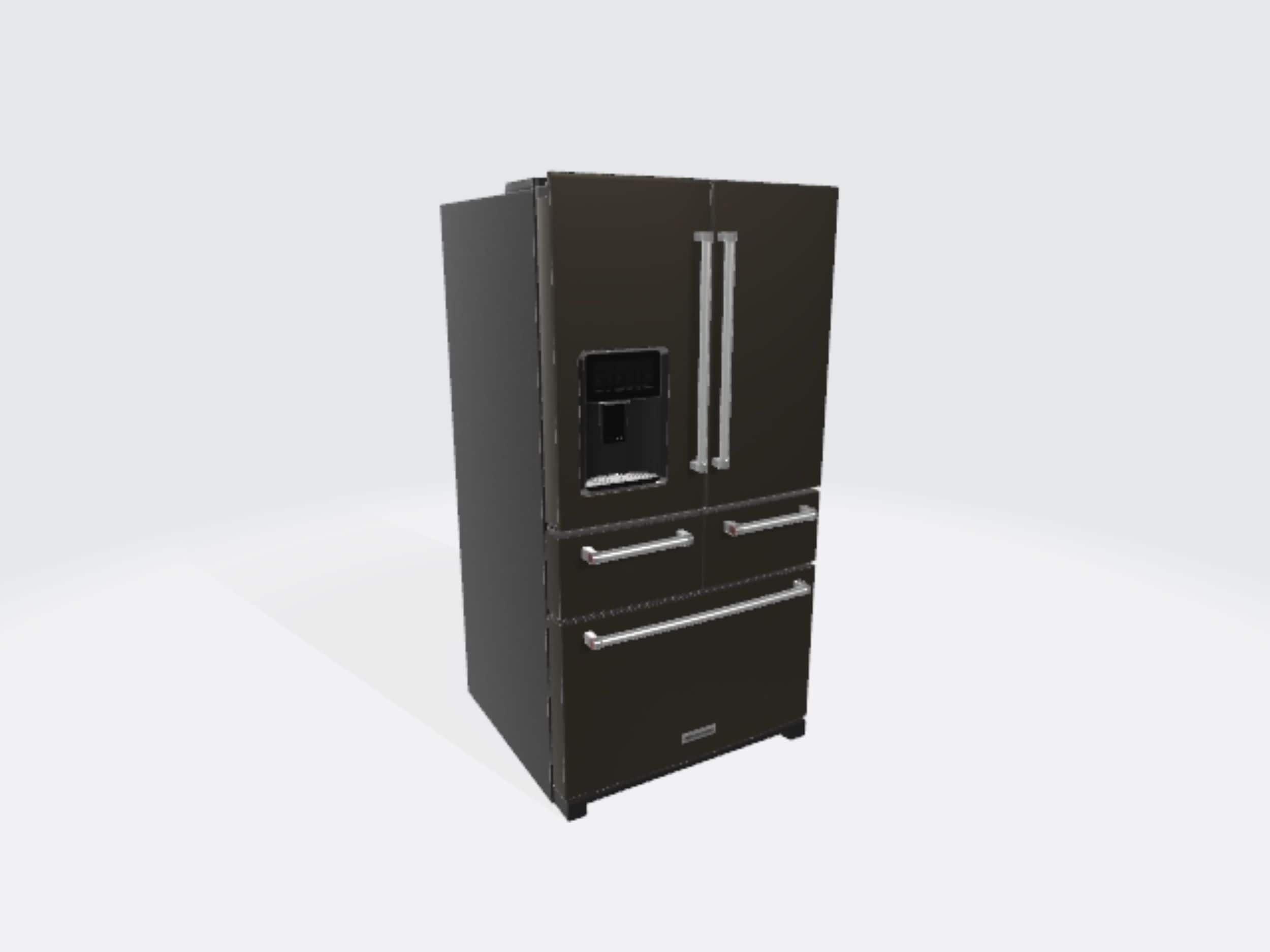 Refrigerador French Door de 5 puertas con dispensador de hielo y agua - Acero Inoxidable Negro con acabado PRINTSHIELD de 25.8 pies cúbicos de profundidad estándar de KitchenAid KRMF706EBS