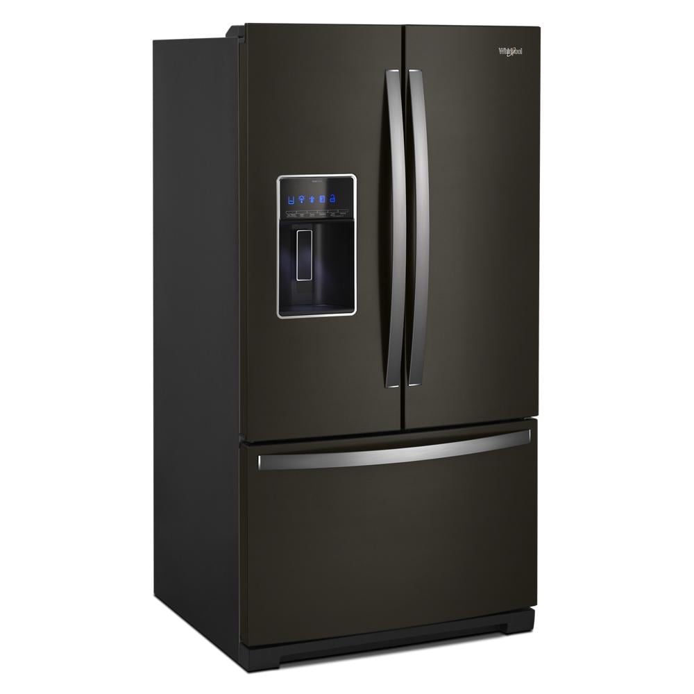 Refrigerador Francés de Puertas Dobles de 3 Puertas de 26.8 pies cúbicos de Profundidad Estándar con Fabricador de Hielo y Dispensador de Agua y Hielo (Acero Inoxidable Negro Resiste Huellas Dactilares) con Certificación ENERGY STAR WRF757SDHV