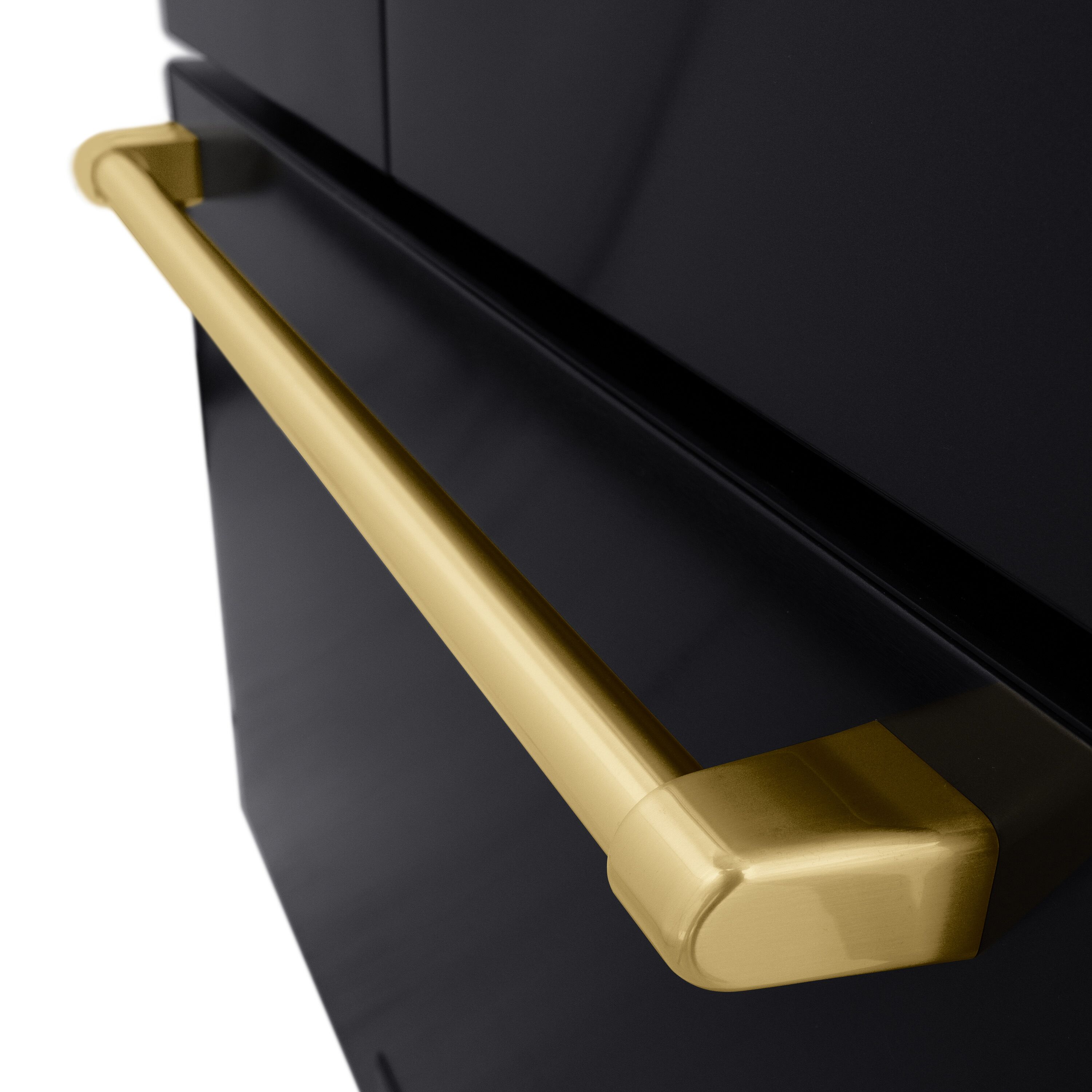 Refrigerador francés de 3 puertas estándar de 28.9 pies cúbicos con fabricador de hielo y dispensador de agua y hielo - Acero inoxidable negro con manija de bronce champán, certificado ENERGY STAR