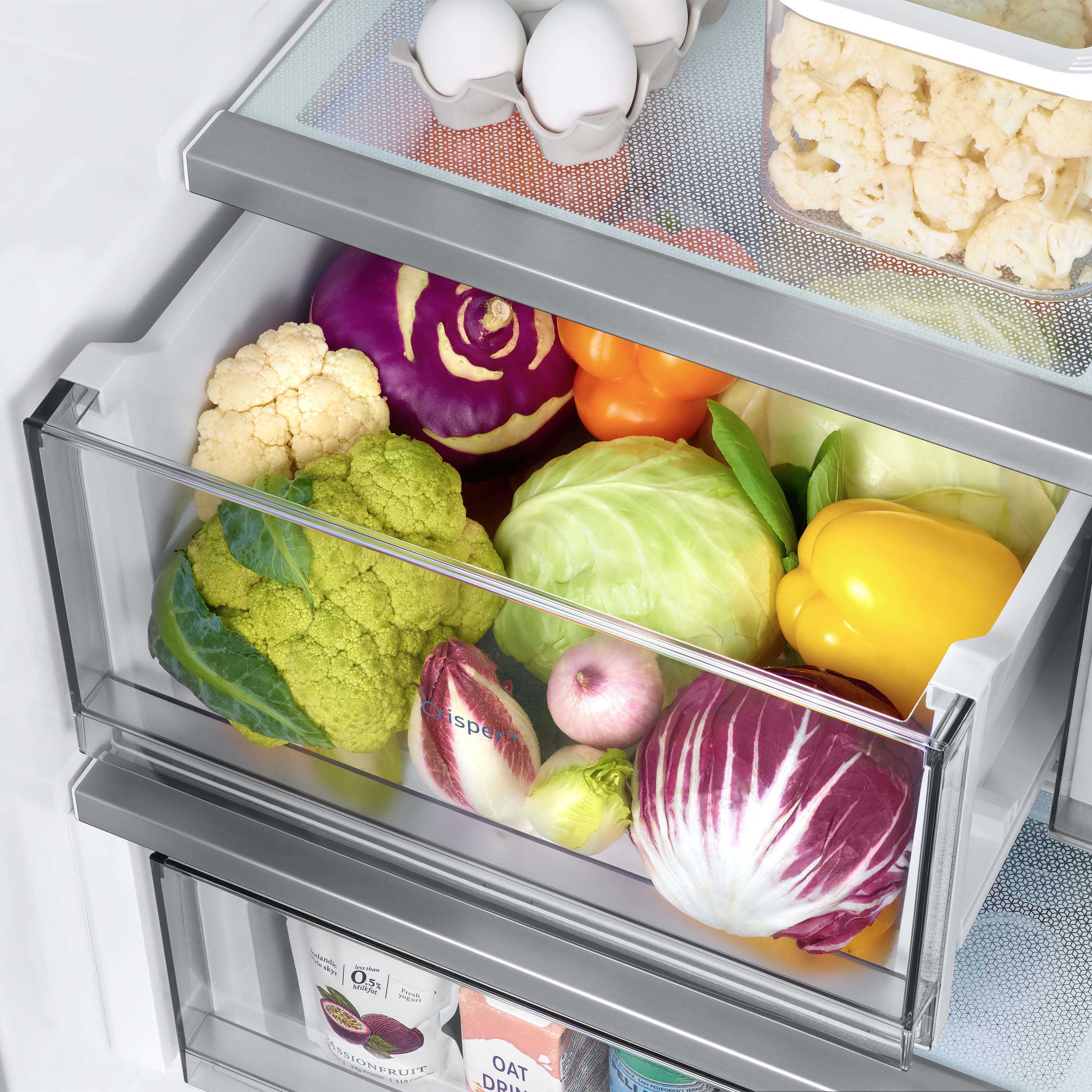 Refrigerador Francés de 30.1 pies cúbicos de Samsung Standard-Depth Bespoke con 3 puertas, compatible con Smart, con doble fabricador de hielo y dispensador de agua (Panel Blanco de vidrio - Todos los Paneles) Certificado ENERGY STAR RF30BB620012