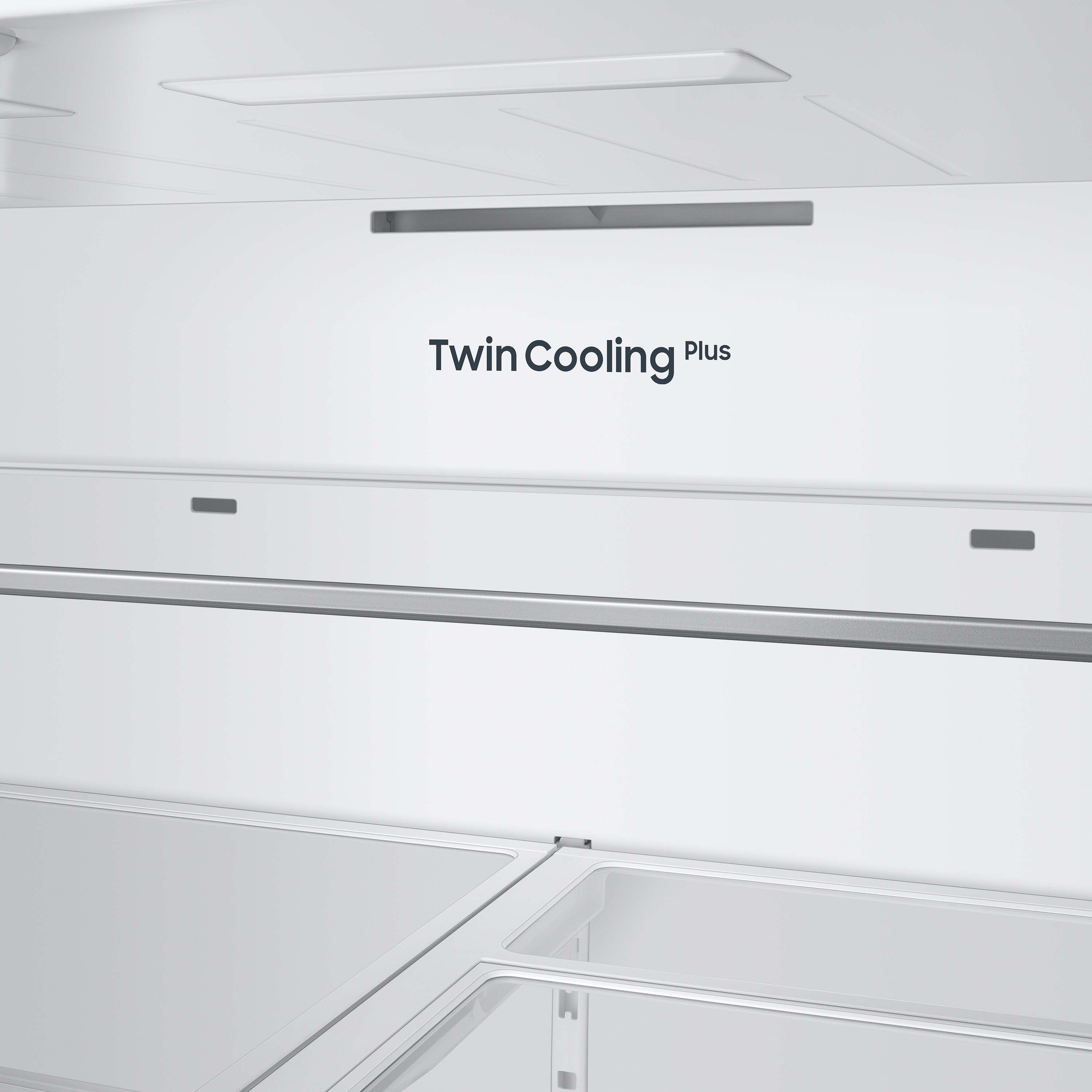 Refrigerador Francés de 30.1 pies cúbicos de Samsung Standard-Depth Bespoke con 3 puertas, compatible con Smart, con doble fabricador de hielo y dispensador de agua (Panel Blanco de vidrio - Todos los Paneles) Certificado ENERGY STAR RF30BB620012