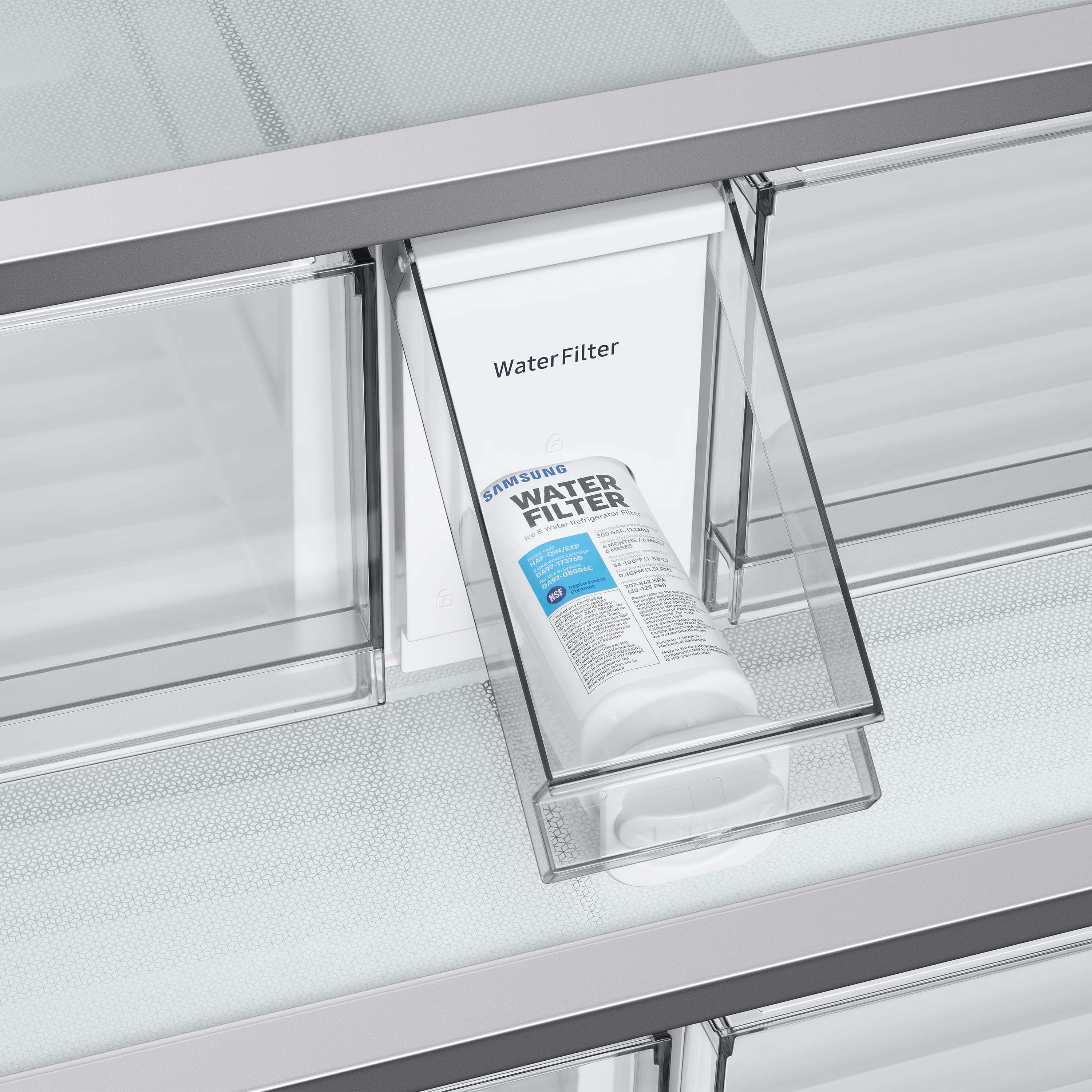 Refrigerador Francés de 30.1 pies cúbicos de Samsung Standard-Depth Bespoke con 3 puertas, compatible con Smart, con doble fabricador de hielo y dispensador de agua (Panel Blanco de vidrio - Todos los Paneles) Certificado ENERGY STAR RF30BB620012