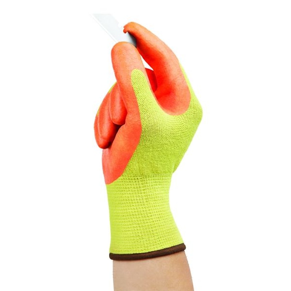 Guantes recubiertos de alta visibilidad de Ansell, nivel de corte A5, calibre 13, amarillos, talla M (8) - 11-515