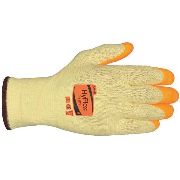 Guantes recubiertos de alta visibilidad de Ansell, nivel de corte A5, calibre 13, amarillos, talla M (8) - 11-515