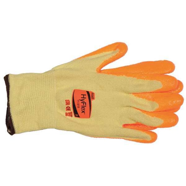 Guantes recubiertos de alta visibilidad de Ansell, nivel de corte A5, calibre 13, amarillos, talla M (8) - 11-515