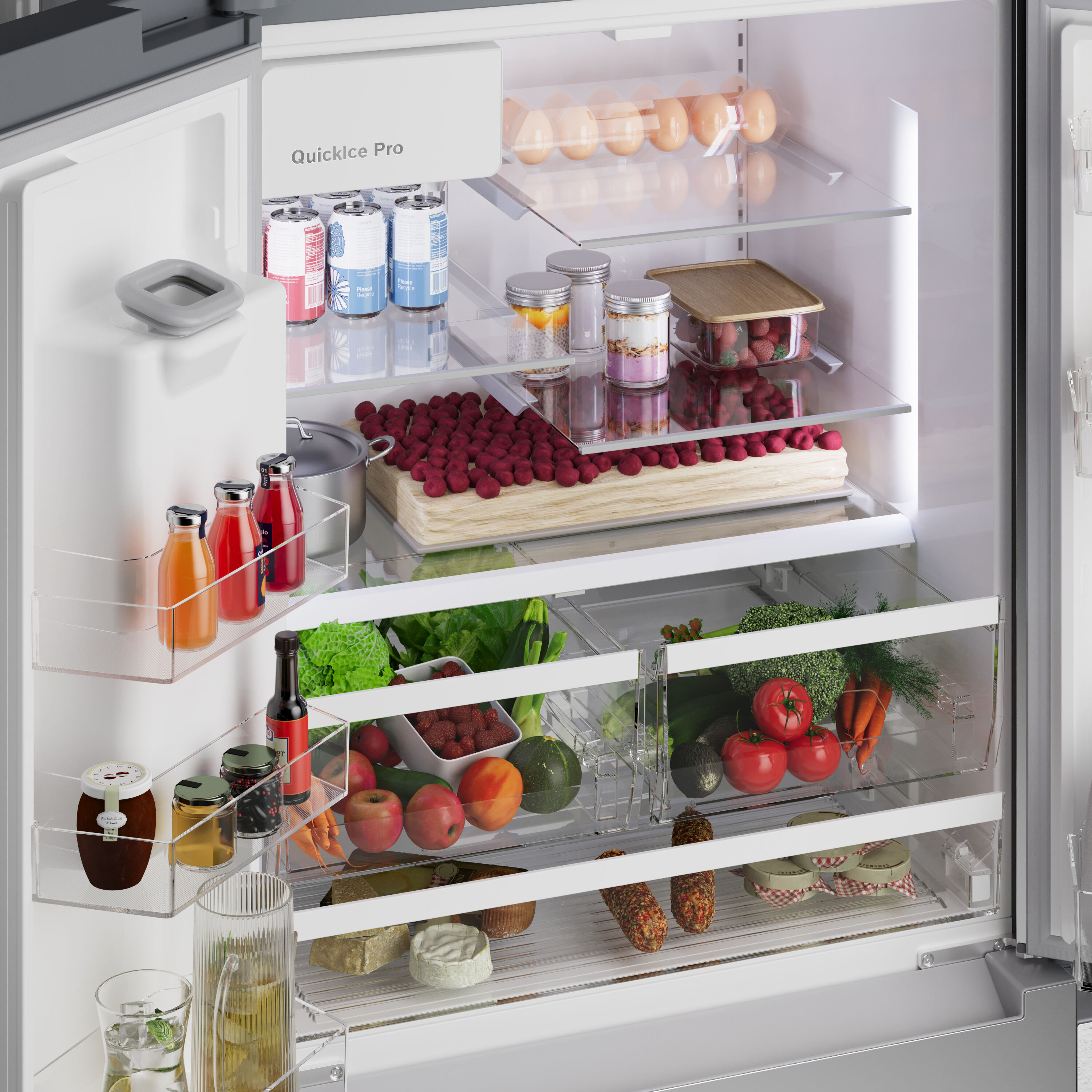 Refrigerador francés Bosch 300 Series de 26 pies cúbicos de profundidad estándar con 3 puertas compatible con tecnología inteligente, fabricador de hielo, dispensador de agua e hielo (acero inoxidable) Certificado ENERGY STAR B36FD31ENS