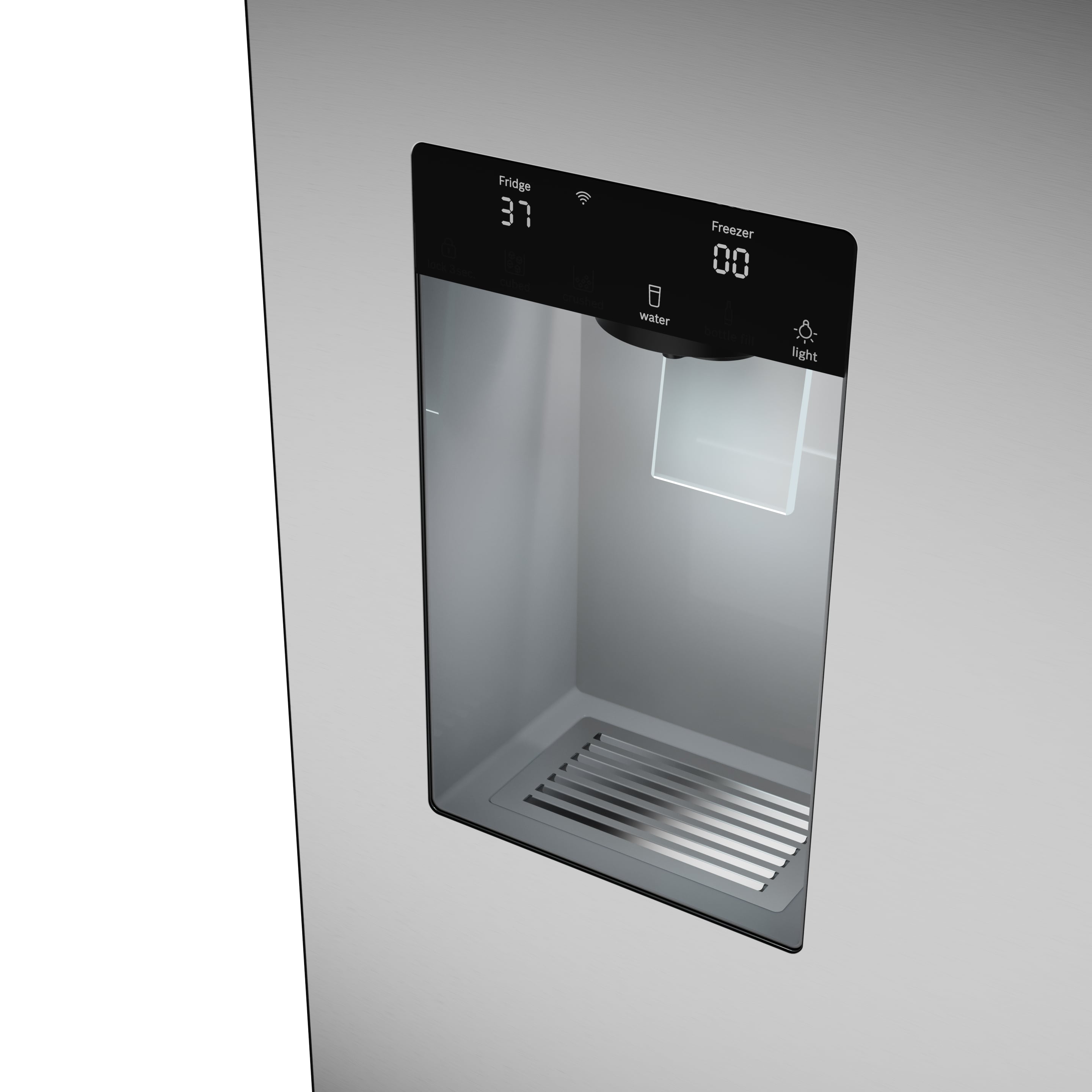 Refrigerador francés Bosch 300 Series de 26 pies cúbicos de profundidad estándar con 3 puertas compatible con tecnología inteligente, fabricador de hielo, dispensador de agua e hielo (acero inoxidable) Certificado ENERGY STAR B36FD31ENS
