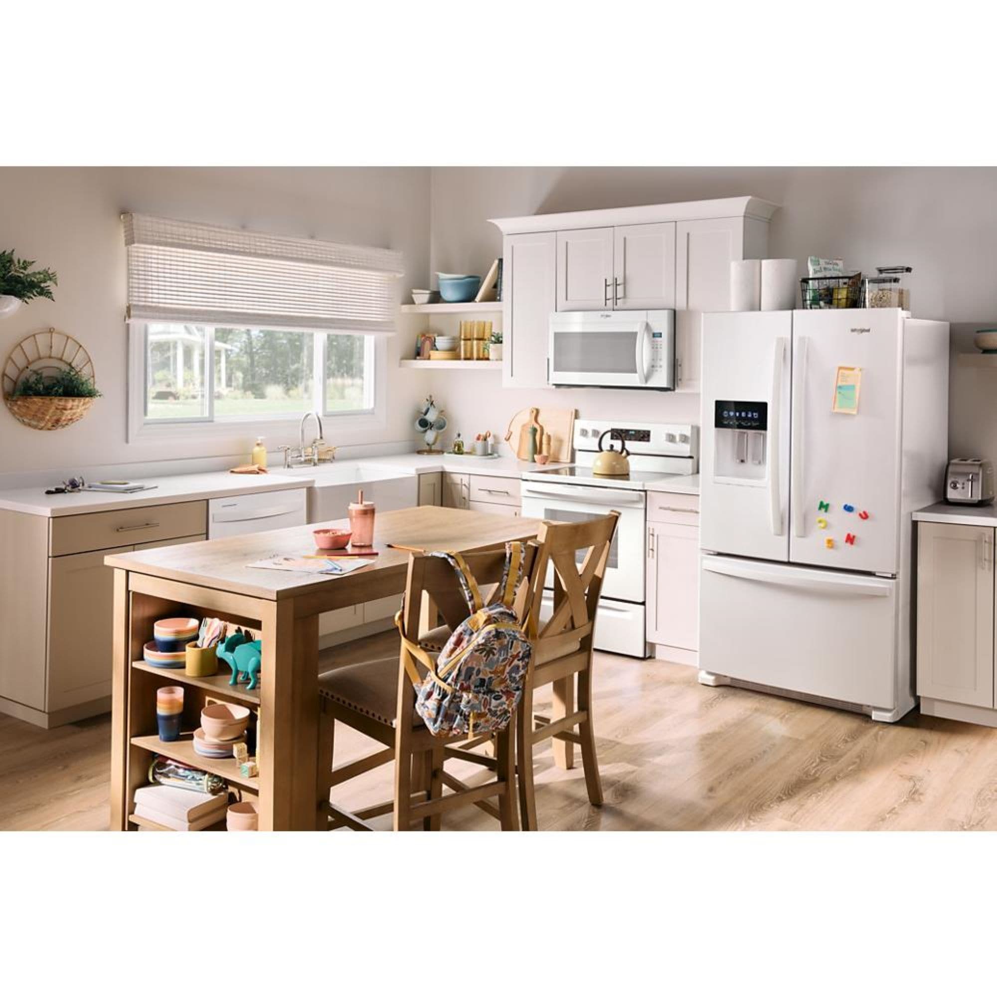 Refrigerador Francés de 3 Puertas con Hielera y Dispensador de Agua y Hielo, Profundidad Estándar de 24.7 pies cúbicos (Blanco) Certificado ENERGY STAR de Whirlpool WRFF3436RW