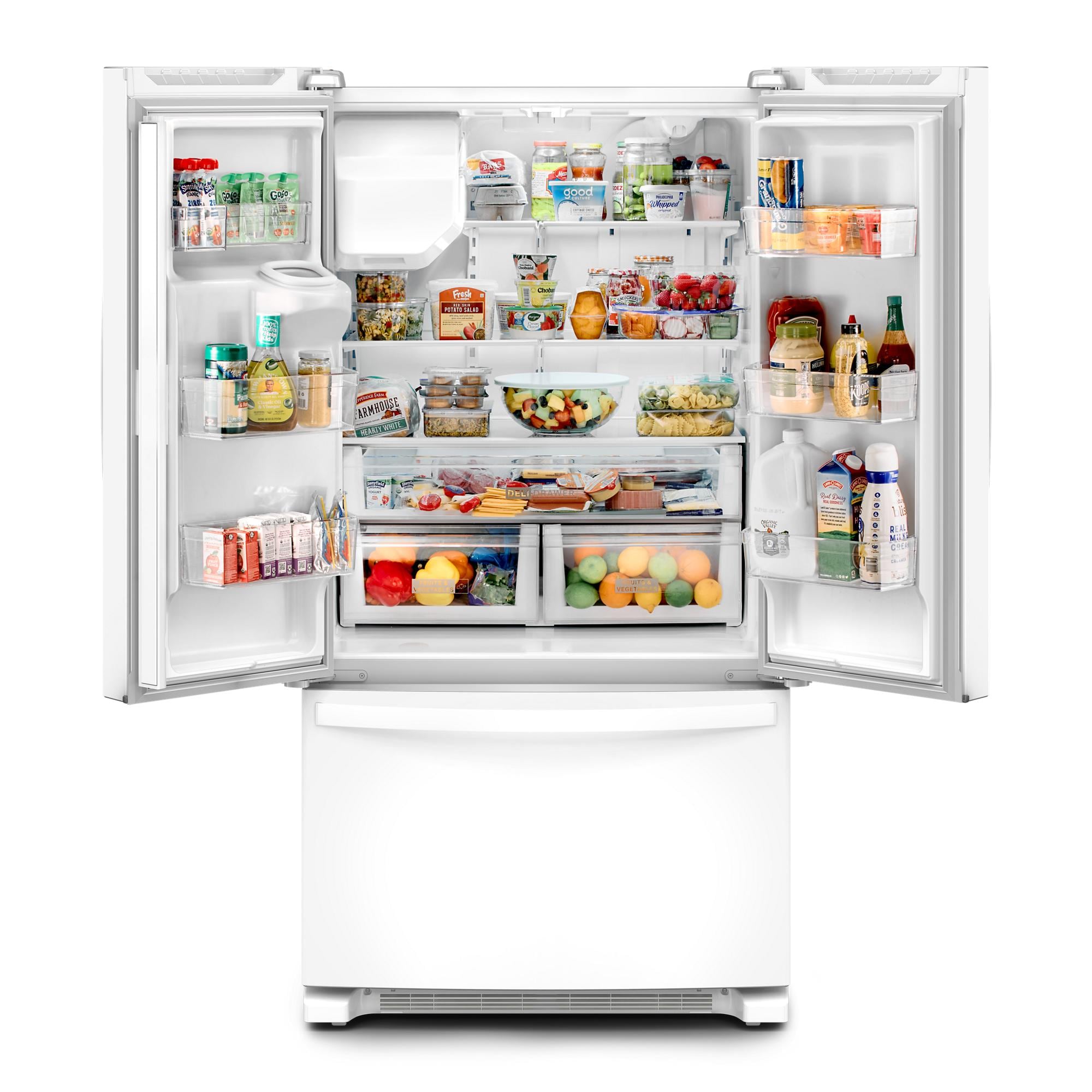 Refrigerador Francés de 3 Puertas con Hielera y Dispensador de Agua y Hielo, Profundidad Estándar de 24.7 pies cúbicos (Blanco) Certificado ENERGY STAR de Whirlpool WRFF3436RW