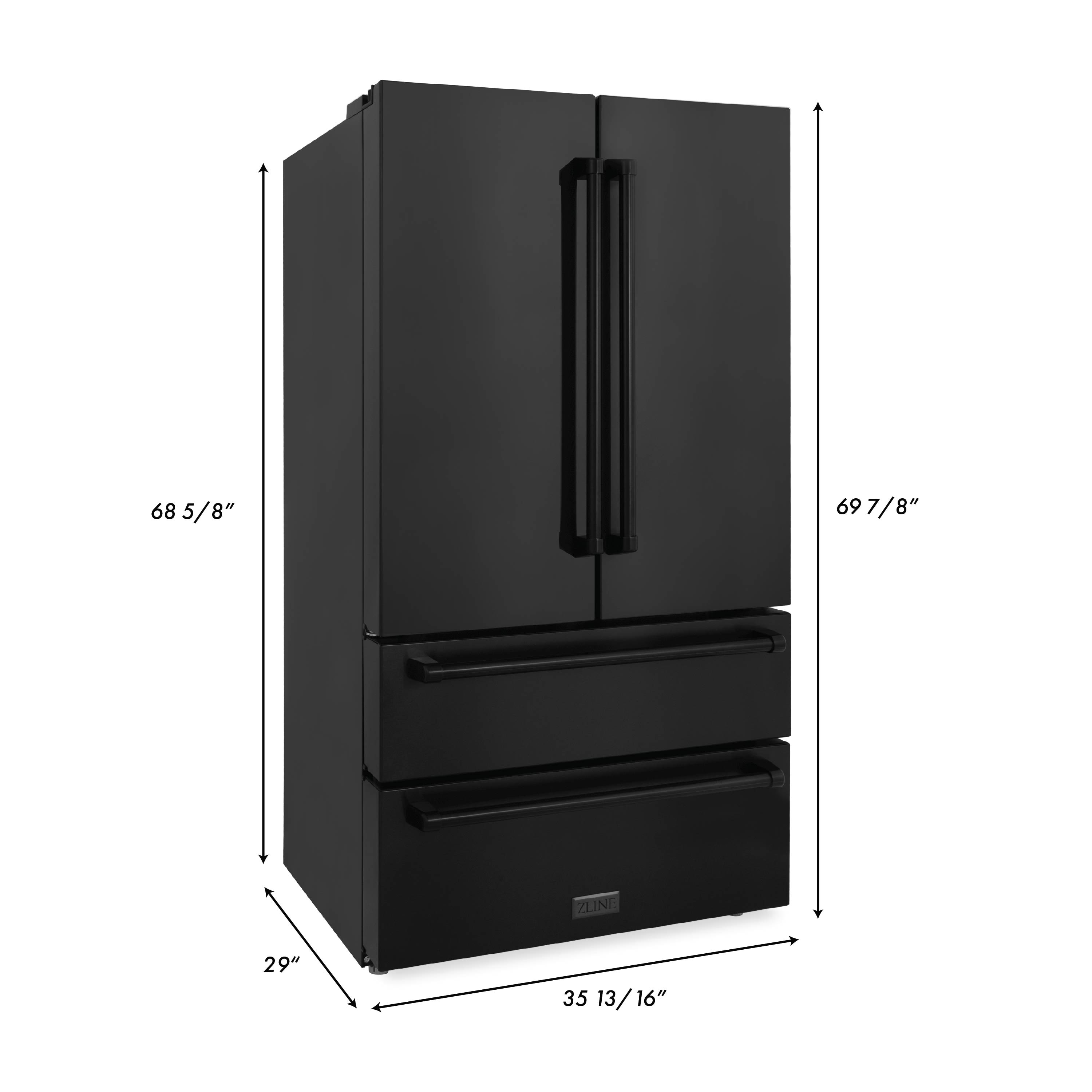 Refrigerador French Door de 4 puertas de profundidad de mostrador de 22.5 pies cúbicos con fabricador de hielo (Acero inoxidable negro resistente a las huellas dactilares) certificado ENERGY STAR - RFM-36-BS