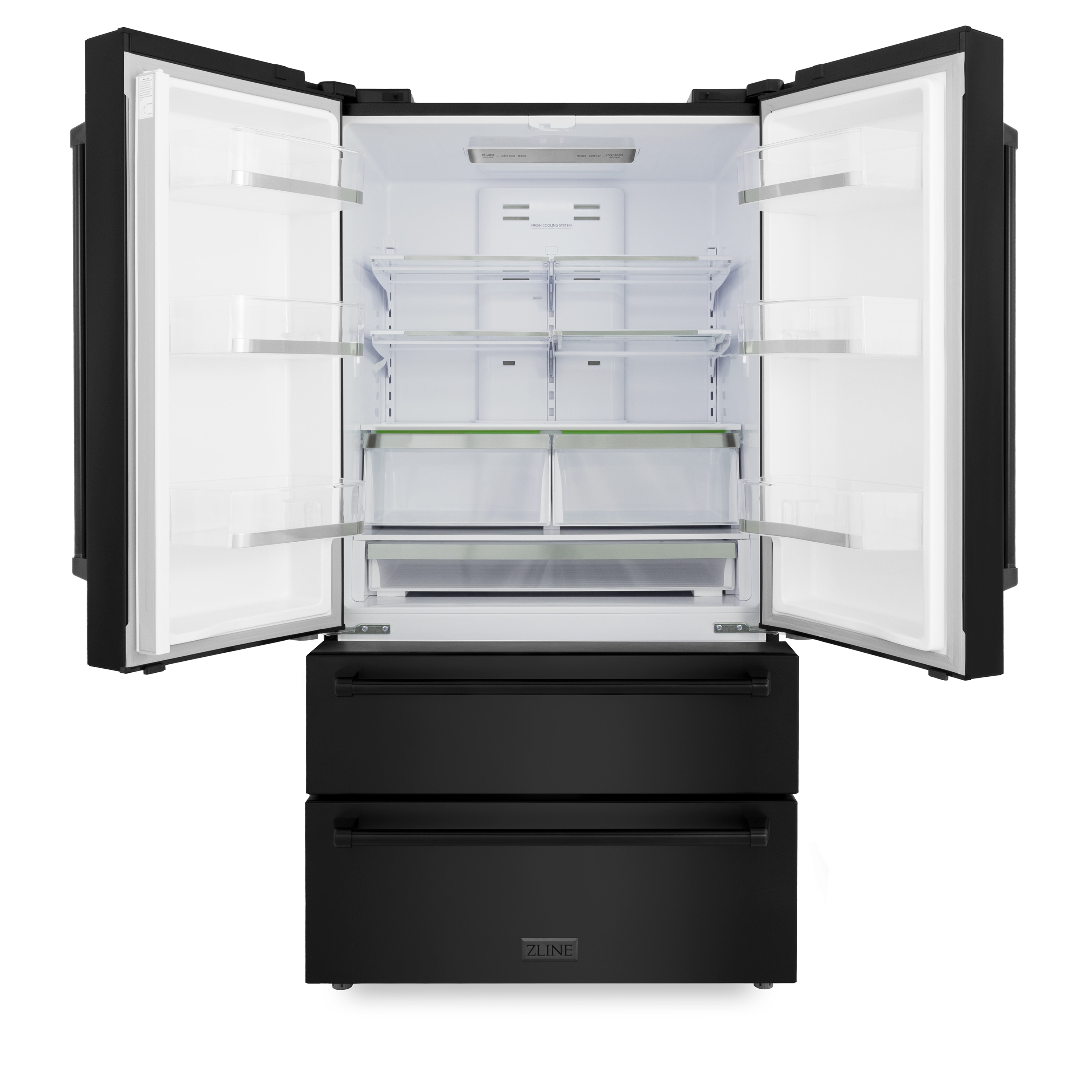 Refrigerador French Door de 4 puertas de profundidad de mostrador de 22.5 pies cúbicos con fabricador de hielo (Acero inoxidable negro resistente a las huellas dactilares) certificado ENERGY STAR - RFM-36-BS