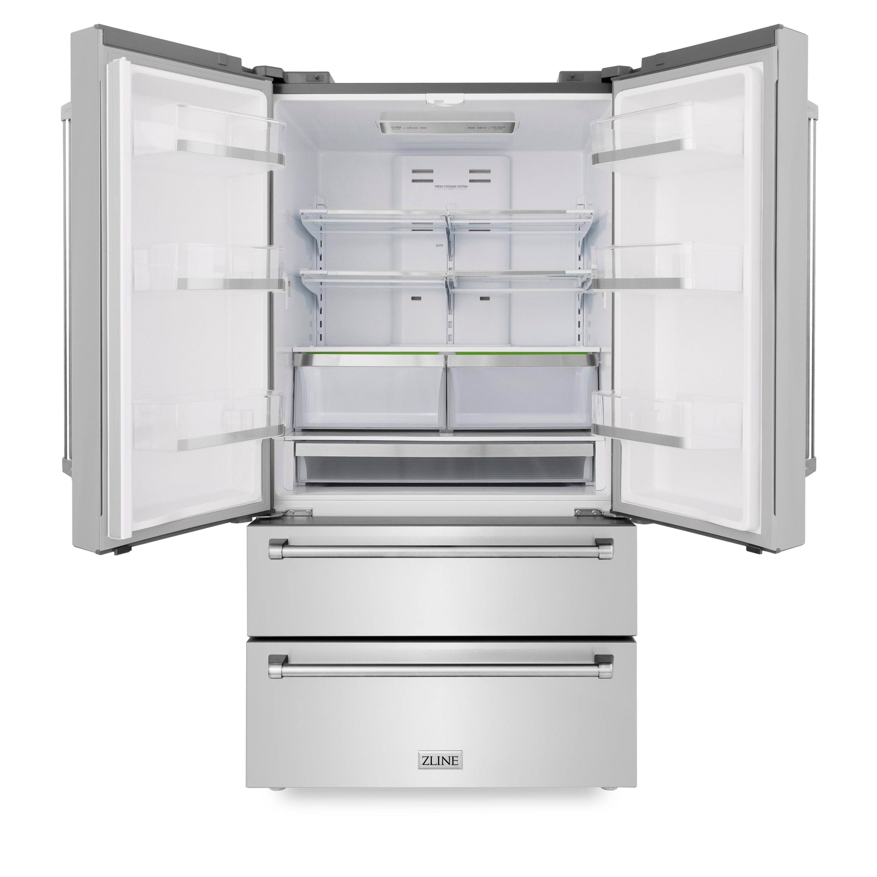 Refrigerador de Puerta Francesa de 4 Puertas ZLINE KITCHEN & BATH de 22.5 pies cúbicos de Profundidad de Mostrador con Fabricador de Hielo ( Acero Inoxidable Resistente a las Huellas Digitales ) Certificado ENERGY STAR RFM-36