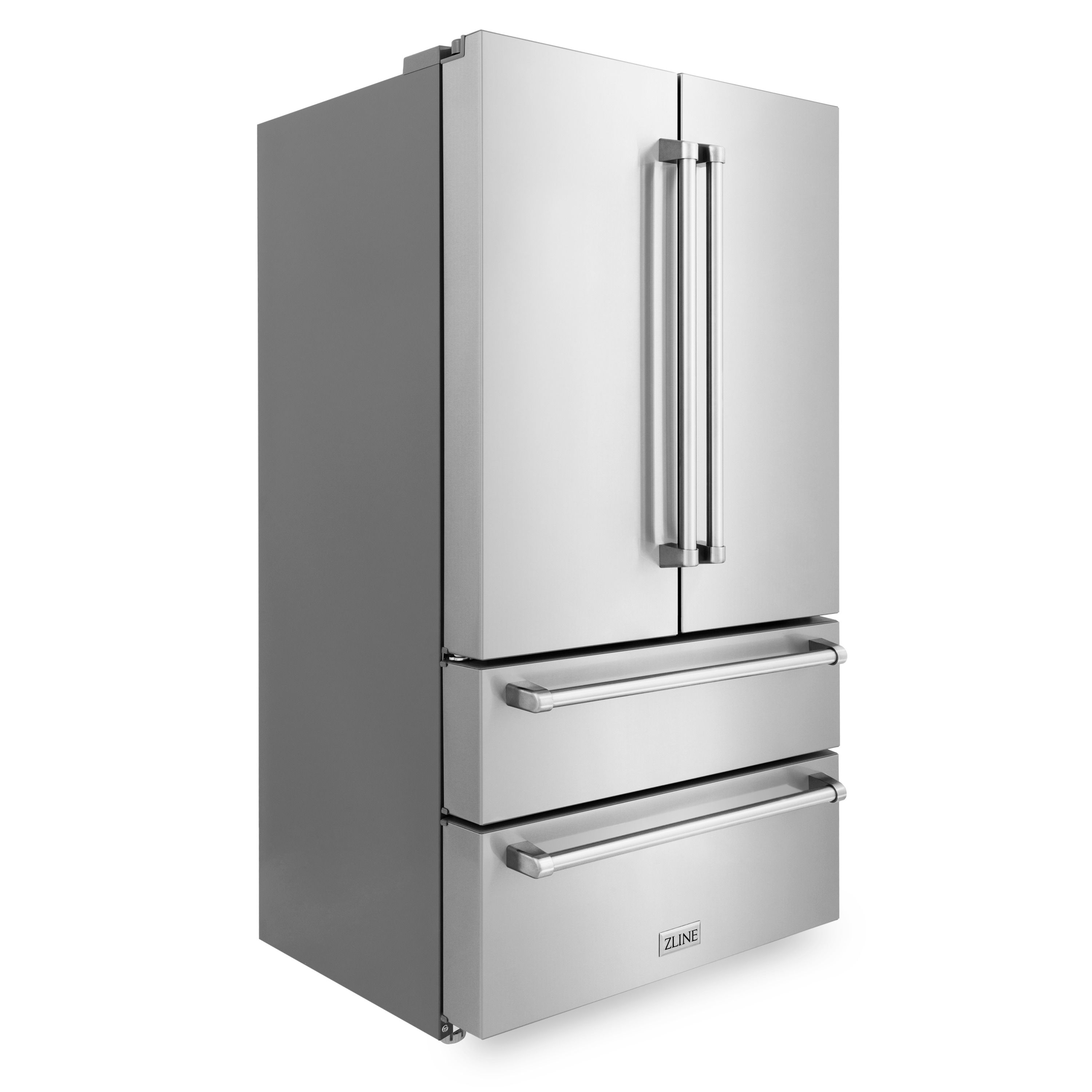 Refrigerador de Puerta Francesa de 4 Puertas ZLINE KITCHEN & BATH de 22.5 pies cúbicos de Profundidad de Mostrador con Fabricador de Hielo ( Acero Inoxidable Resistente a las Huellas Digitales ) Certificado ENERGY STAR RFM-36