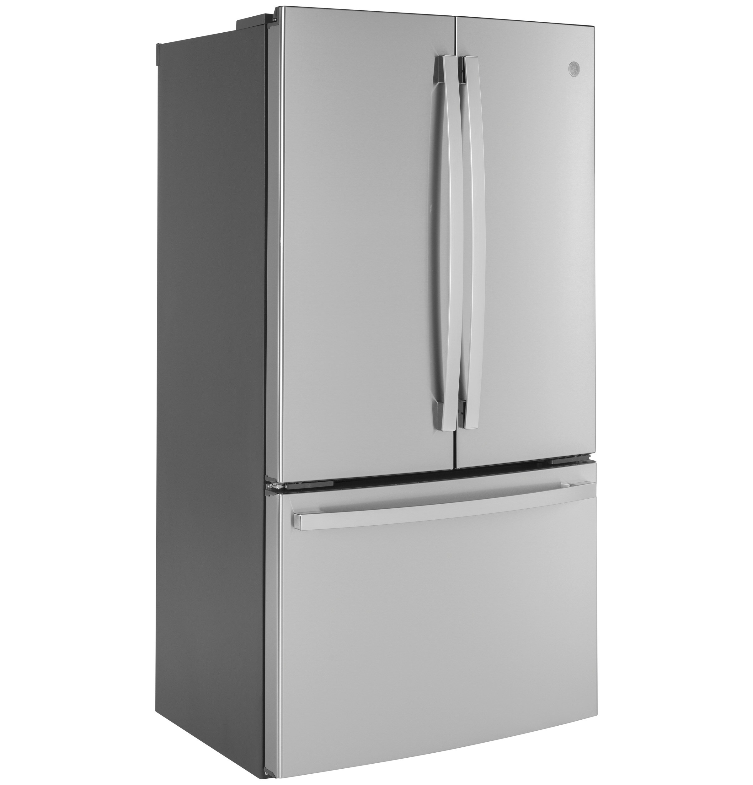 Refrigerador Francés de Puerta Triple con Hielera de Acero Inoxidable y Certificación ENERGY STAR de 23.1 pies cúbicos de Profundidad al Mostrador de GE
