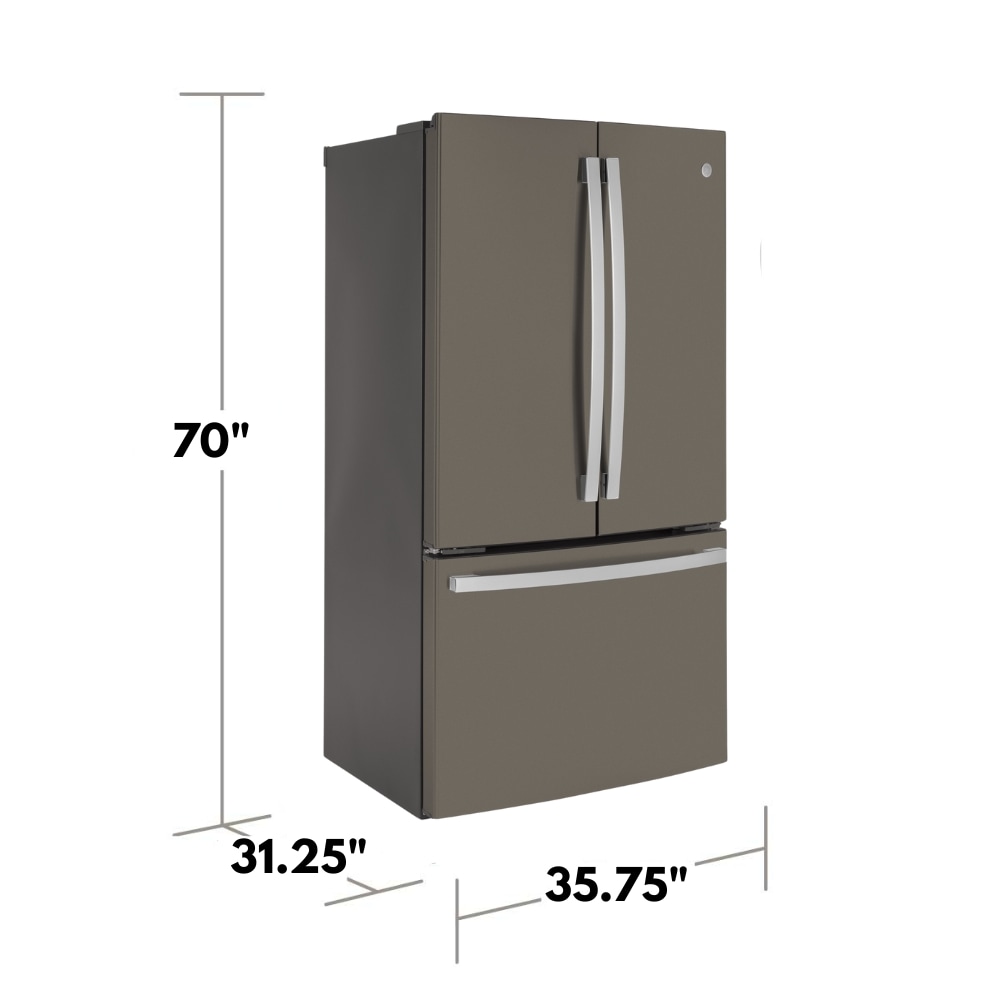 Refrigerador Francés de Puertas con 3 Puertas y Hielera GE Counter-Depth de 23.1 pies cúbicos ( Slate ) Certificado ENERGY STAR GWE23GMNES
