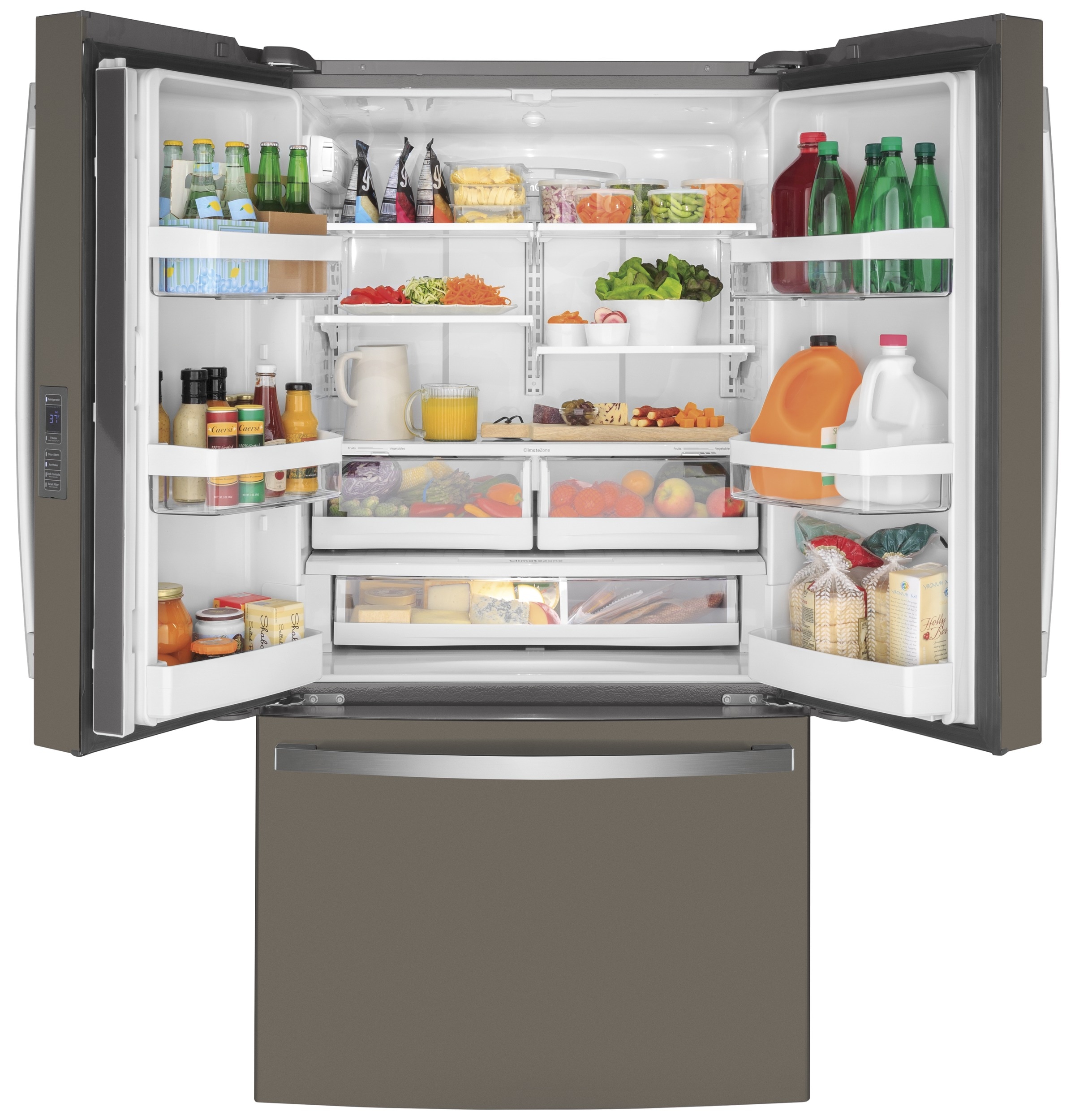 Refrigerador Francés de Puertas con 3 Puertas y Hielera GE Counter-Depth de 23.1 pies cúbicos ( Slate ) Certificado ENERGY STAR GWE23GMNES