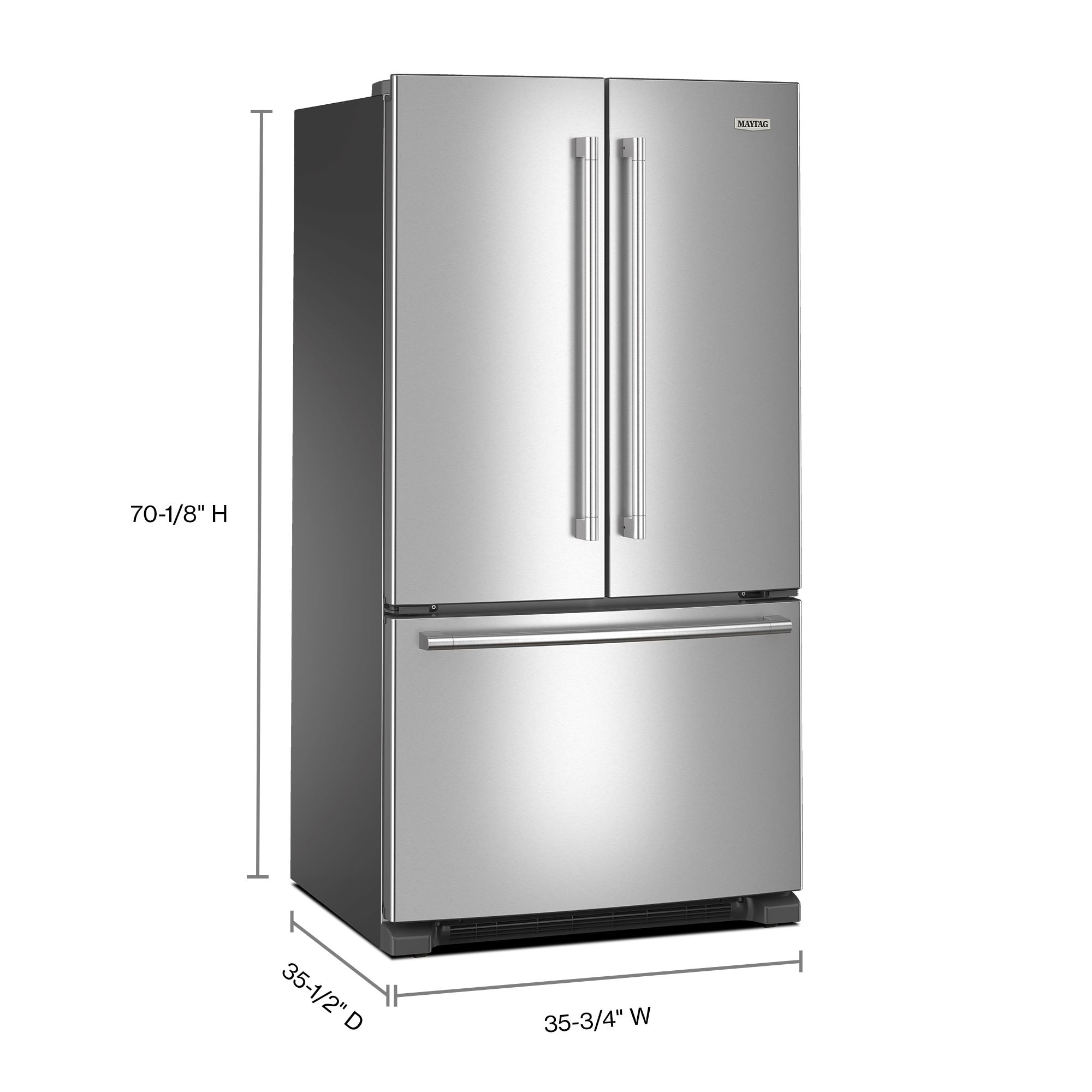 Refrigerador francés de 3 puertas estándar de Maytag con fabricador de hielo de 25.2 pies cúbicos (Acero Inoxidable Resistente a las Huellas Dactilares) MRFF4136RZ