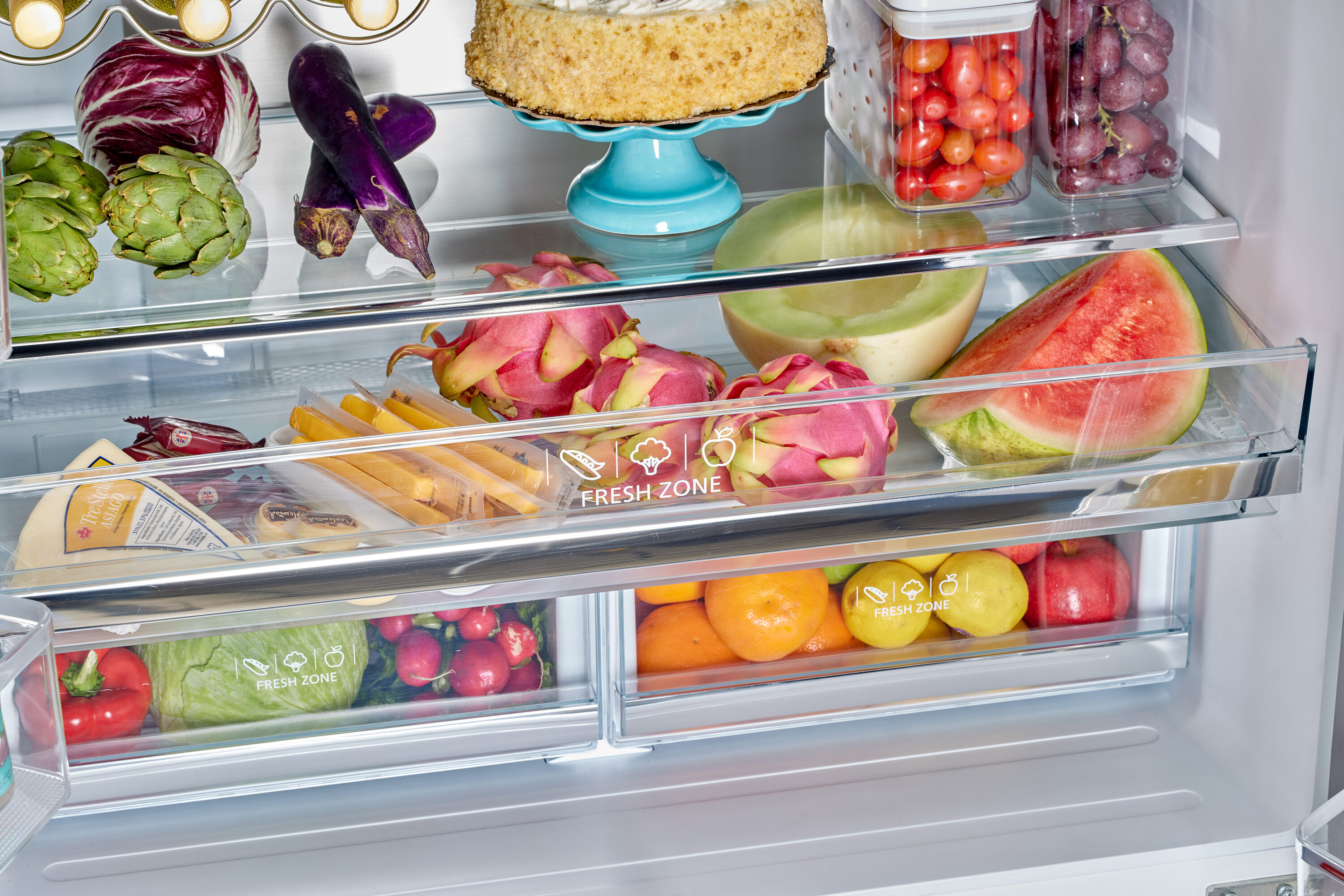 Refrigerador francés de 3 puertas estilo retro clásico UNIQUE con dispensador de hielo (Turquesa Bruma Oceánica)