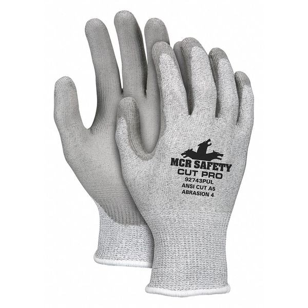 Guantes recubiertos resistentes al corte de Mcr Safety, Nivel de corte A6, Gris, M - 92743PUM
