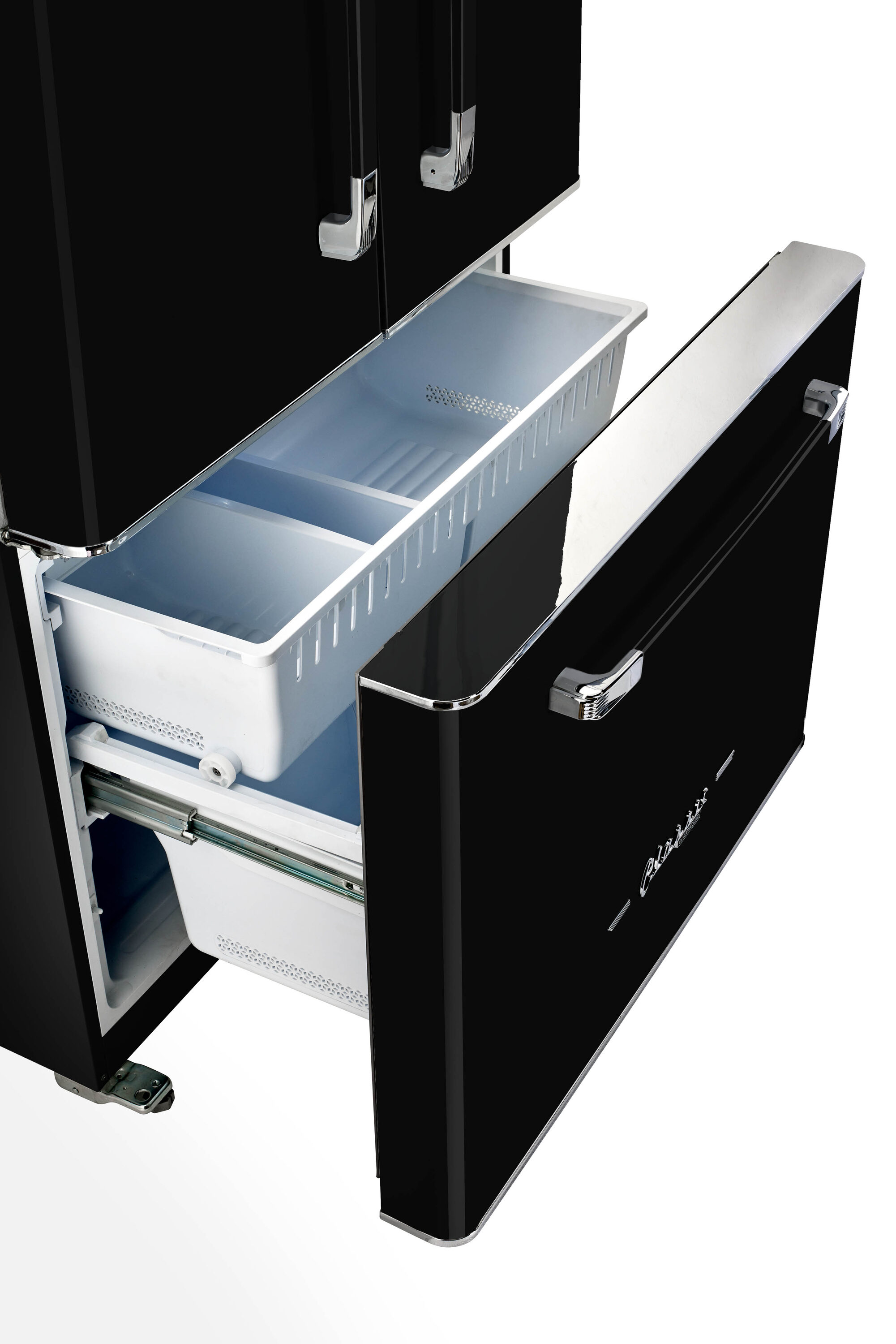 Refrigerador Francés de 3 Puertas Retro Clásico ÚNICO de Profundidad Contrapesada de 21.4 pies cúbicos con Fabricador y Dispensador de Hielo (Negro Medianoche) Certificado ENERGY STAR UGP-595L B AC