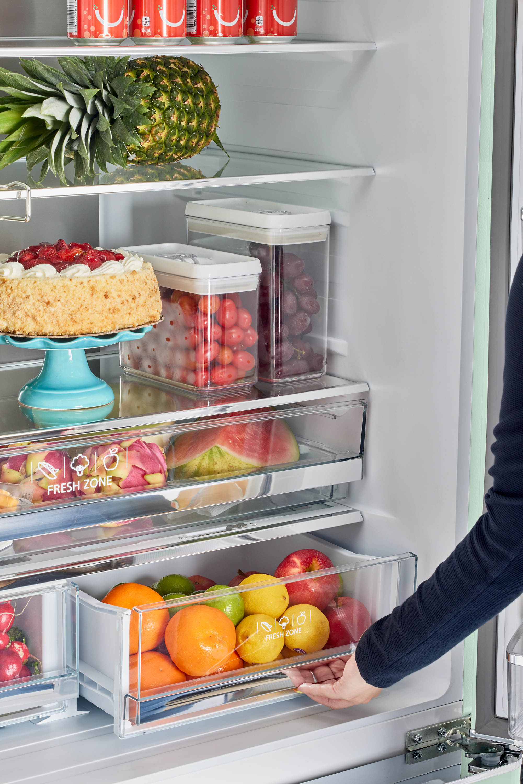 Refrigerador francés de 3 puertas retro clásico único de 21.4 pies cúbicos de profundidad de mostrador con fabricador de hielo y dispensador de hielo (Verde Menta de Verano) Certificado ENERGY STAR UGP-595L LG AC