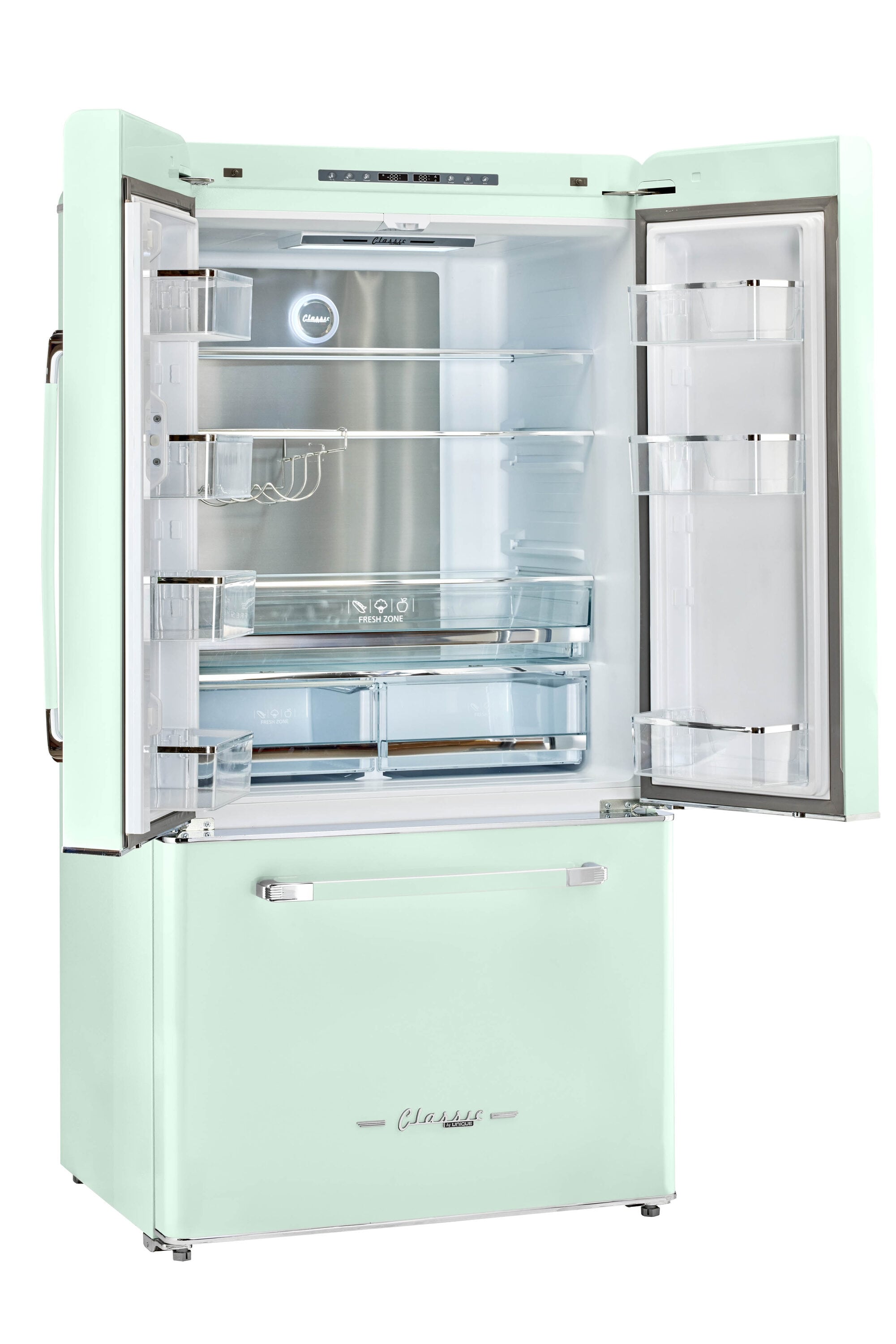 Refrigerador francés de 3 puertas retro clásico único de 21.4 pies cúbicos de profundidad de mostrador con fabricador de hielo y dispensador de hielo (Verde Menta de Verano) Certificado ENERGY STAR UGP-595L LG AC