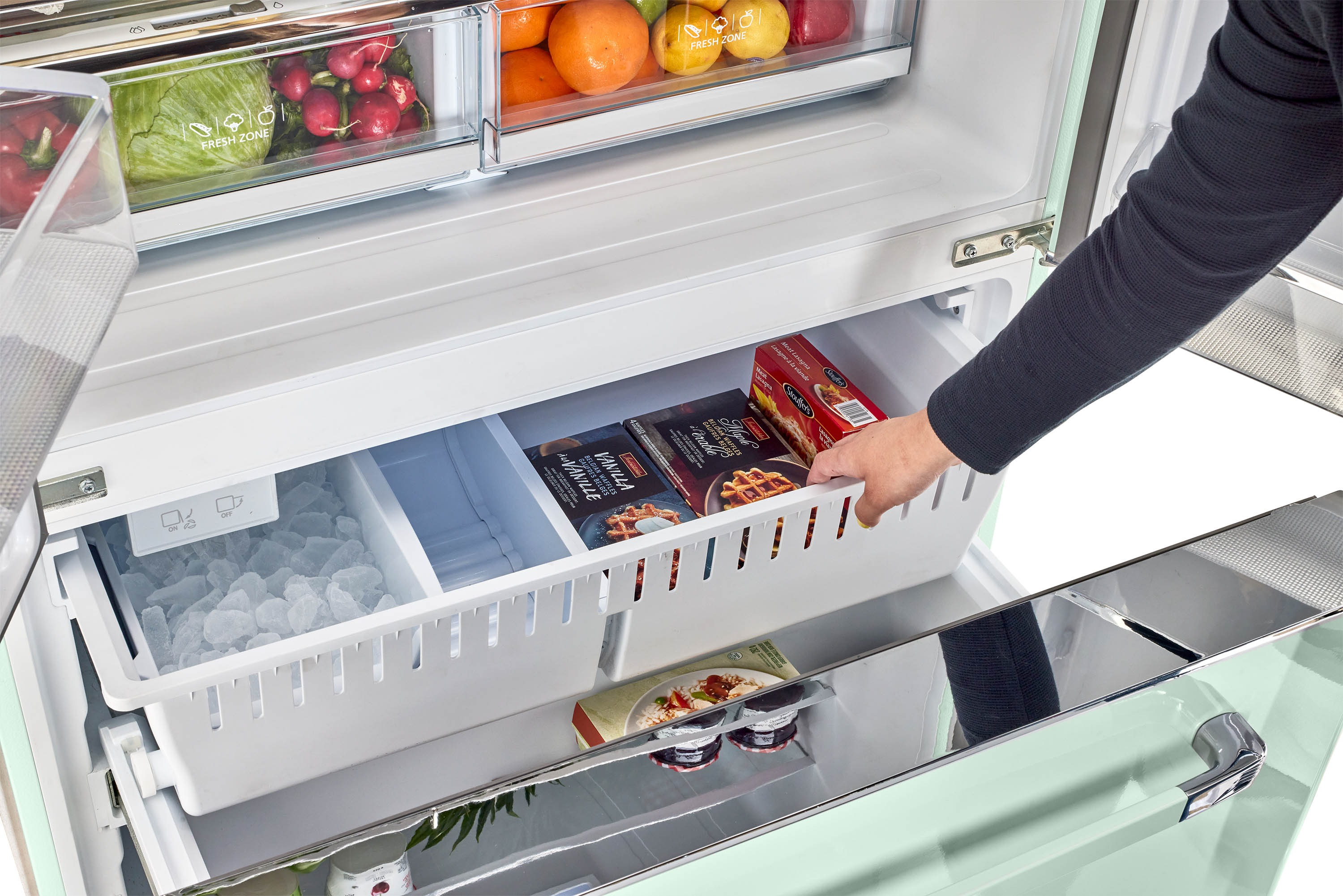Refrigerador francés de 3 puertas retro clásico único de 21.4 pies cúbicos de profundidad de mostrador con fabricador de hielo y dispensador de hielo (Verde Menta de Verano) Certificado ENERGY STAR UGP-595L LG AC