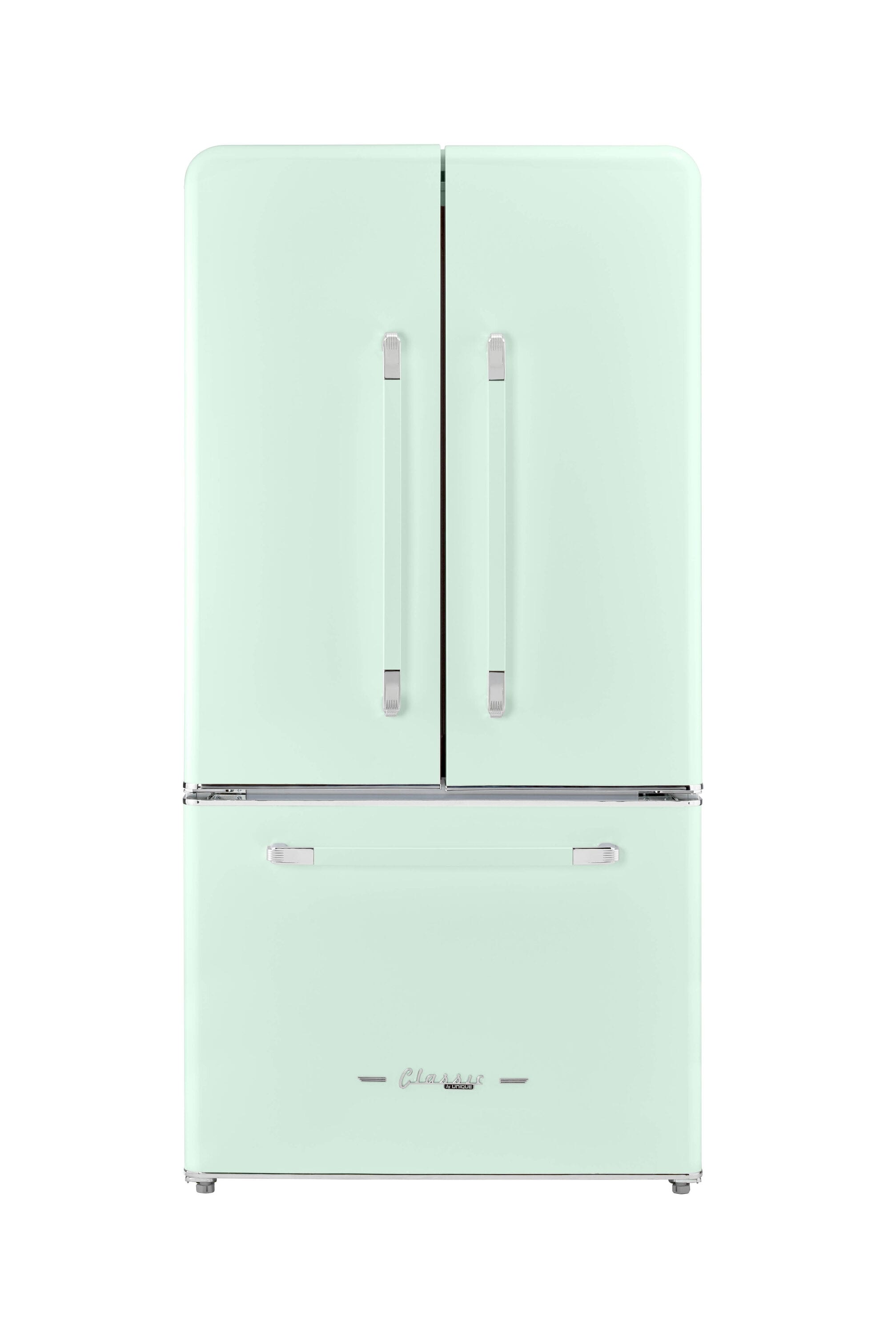 Refrigerador francés de 3 puertas retro clásico único de 21.4 pies cúbicos de profundidad de mostrador con fabricador de hielo y dispensador de hielo (Verde Menta de Verano) Certificado ENERGY STAR UGP-595L LG AC